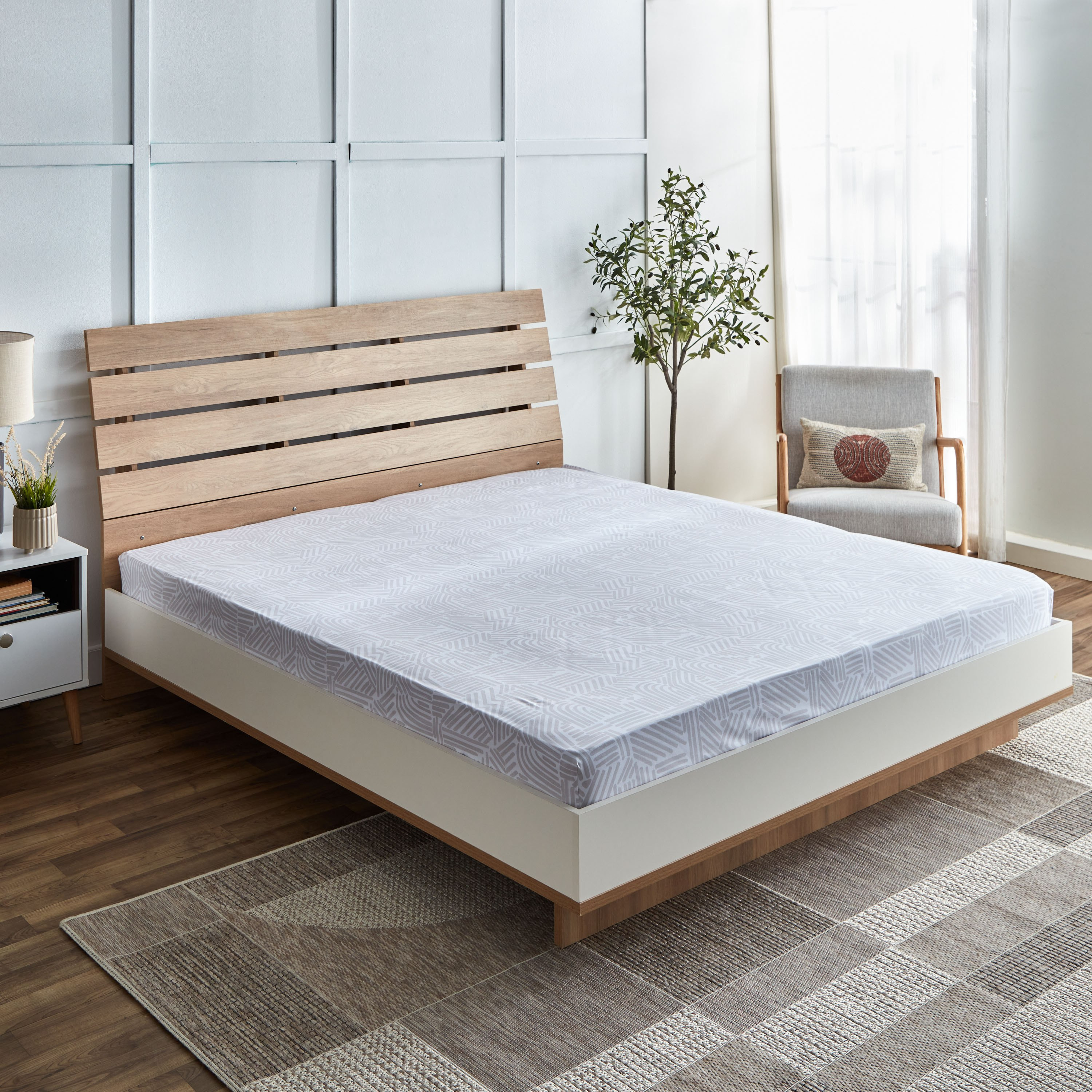 شرشف مطاطي كينج بولي قطن ريكو من ألبانيا - 180x200+25 سم-hbxhomeware-hbxbedroom-image-1
