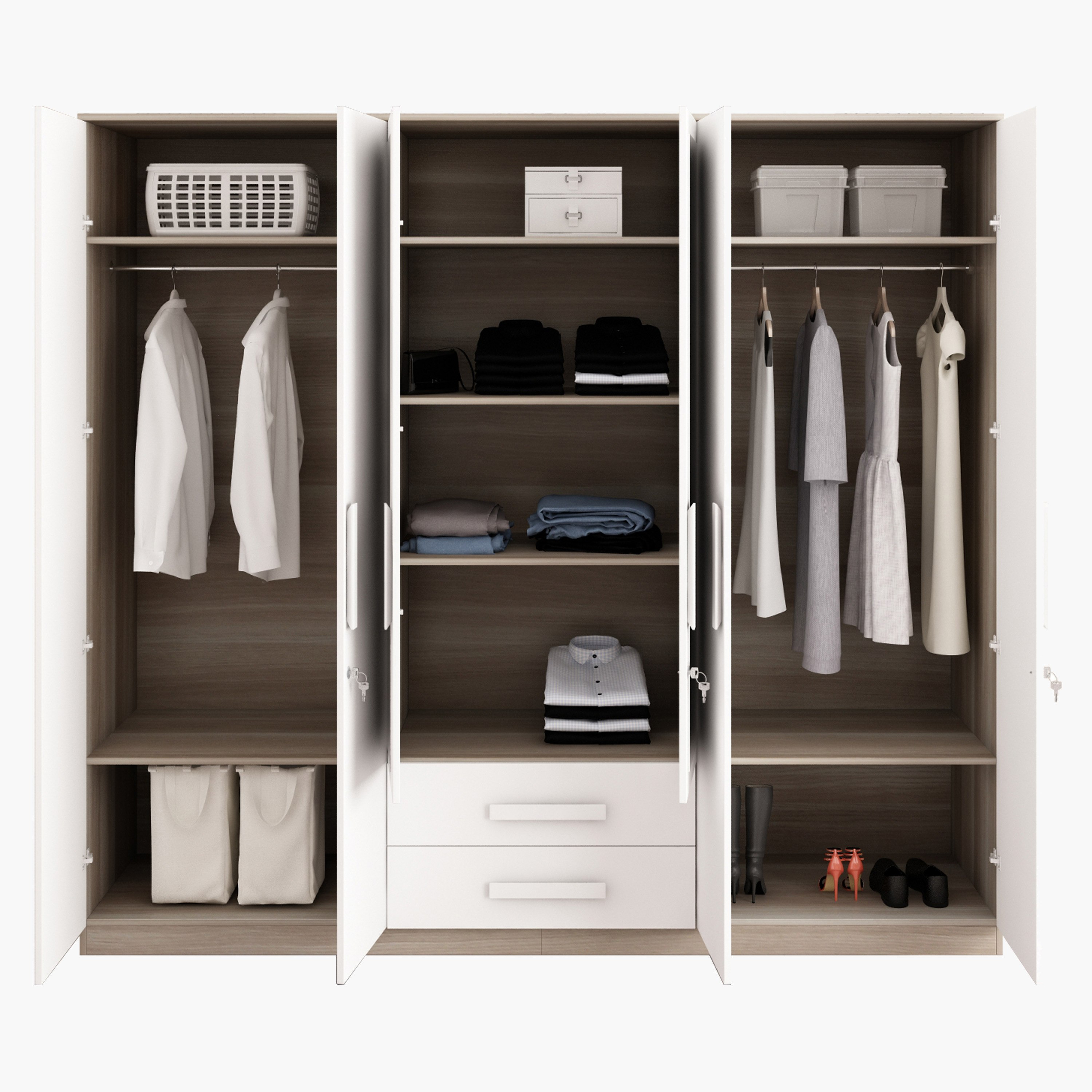 خزانة ملابس 6 أبواب مع مرآة من هارفارد-hbxfurniture-wardrobes-image-5