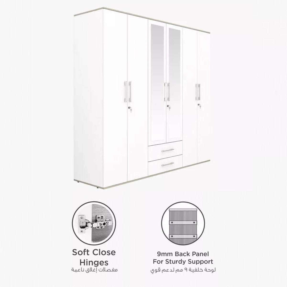 خزانة ملابس -6 أبواب بمرآة من هرقل-hbxfurniture-wardrobes-image-2