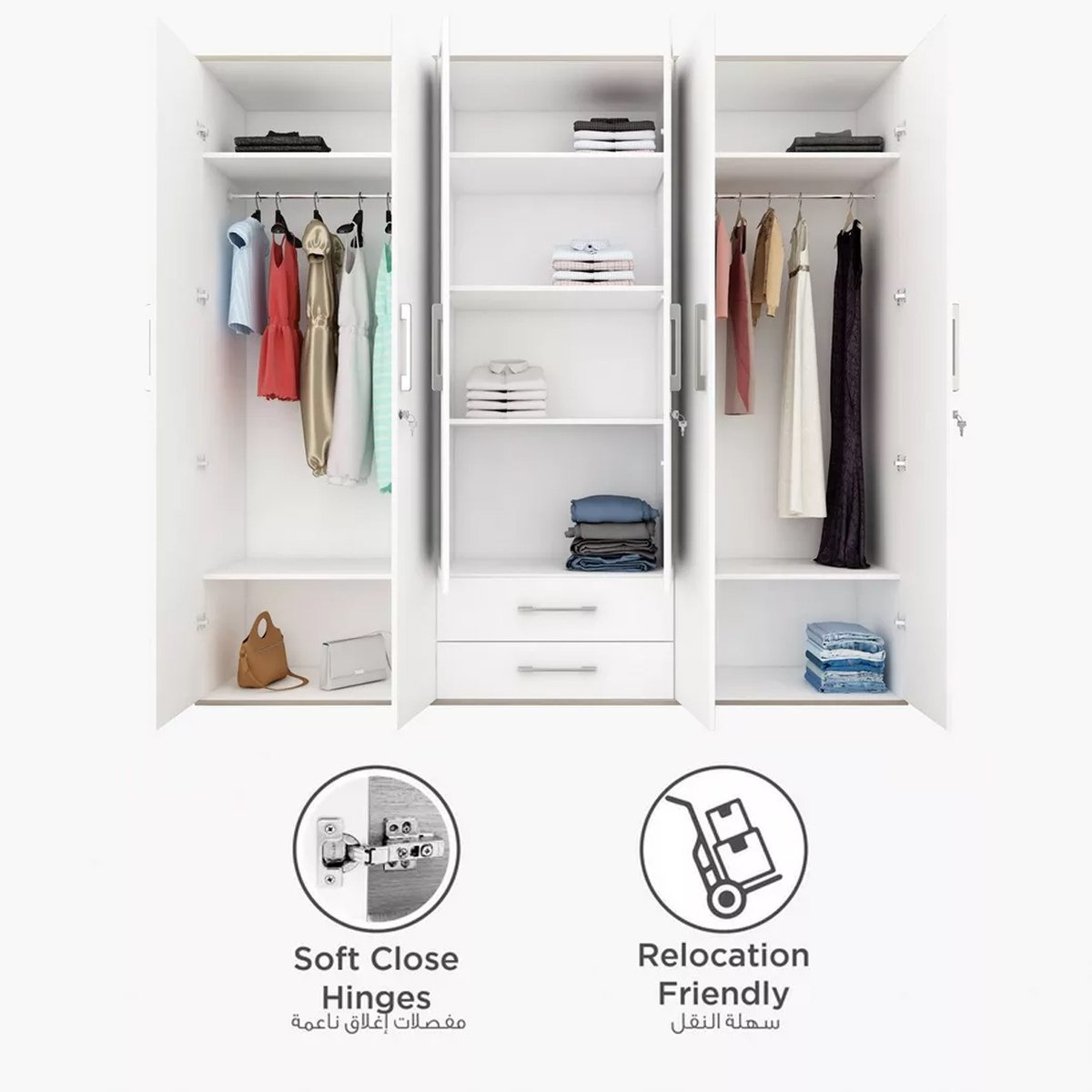 خزانة ملابس -6 أبواب بمرآة من هرقل-hbxfurniture-wardrobes-image-4