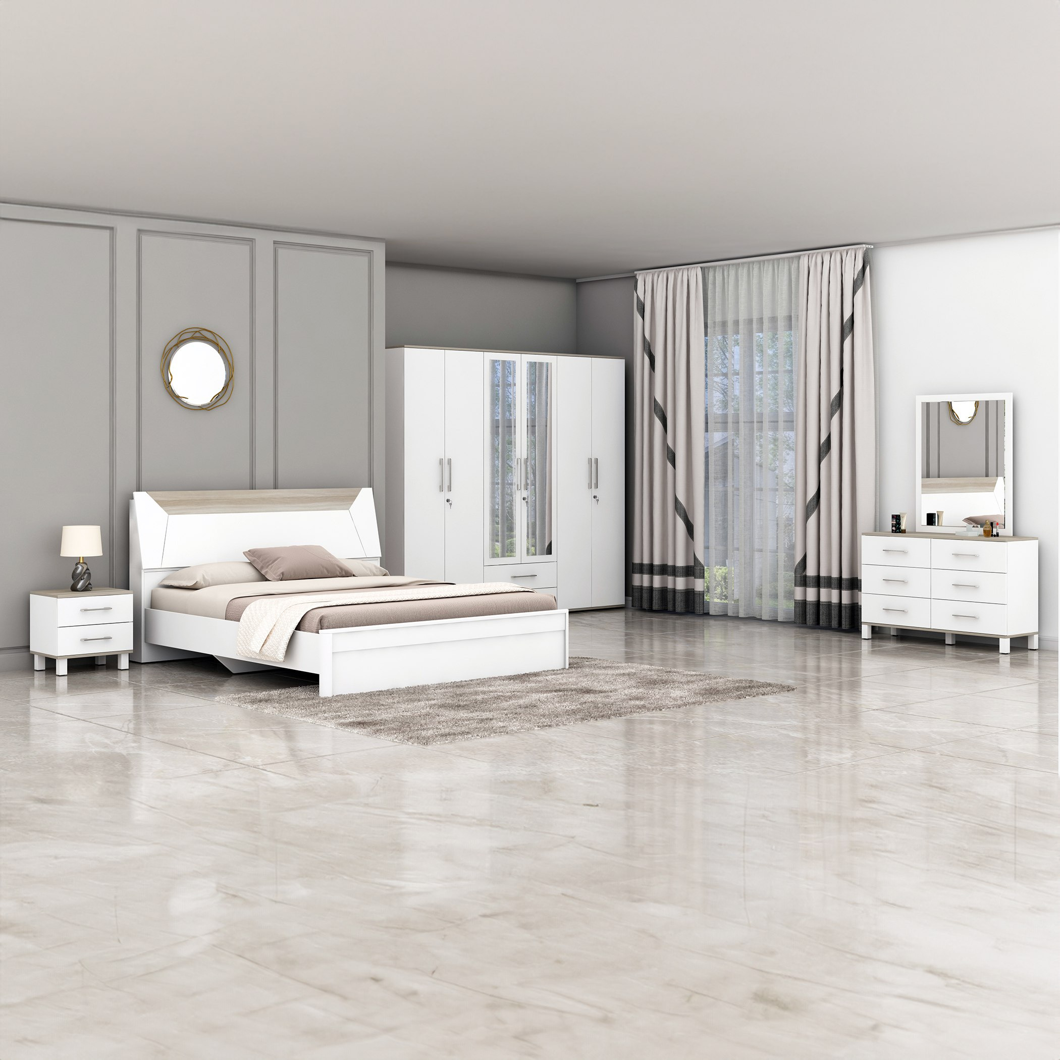 خزانة ملابس -6 أبواب بمرآة من هرقل-hbxfurniture-wardrobes-image-7