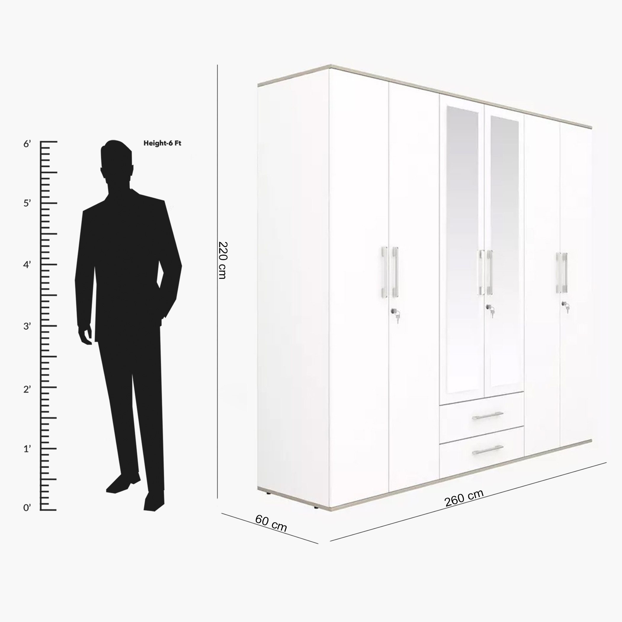خزانة ملابس -6 أبواب بمرآة من هرقل-hbxfurniture-wardrobes-image-8