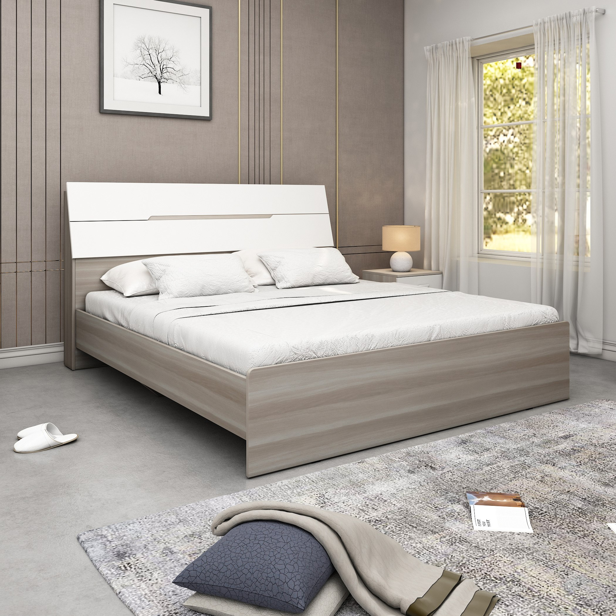 طقم غرفة نوم كينج 5 قطع من نيوبورت - 180x200 سم-hbxbedroom-bedsandbedsets-bedroomsets-king-image-2