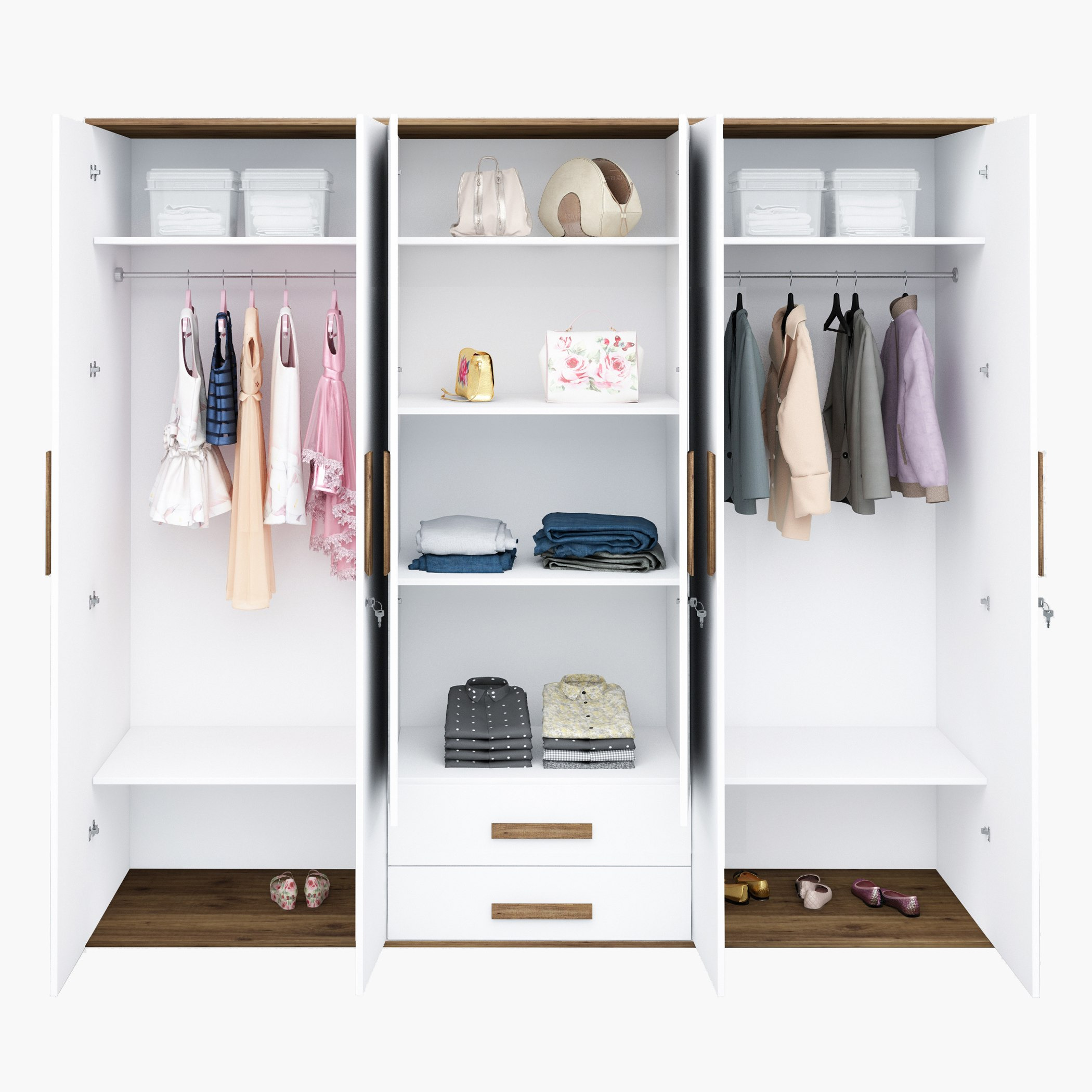 Whitefield 6-Door Wardrobe with Mirror-hbxfurniture-wardrobes-image-4