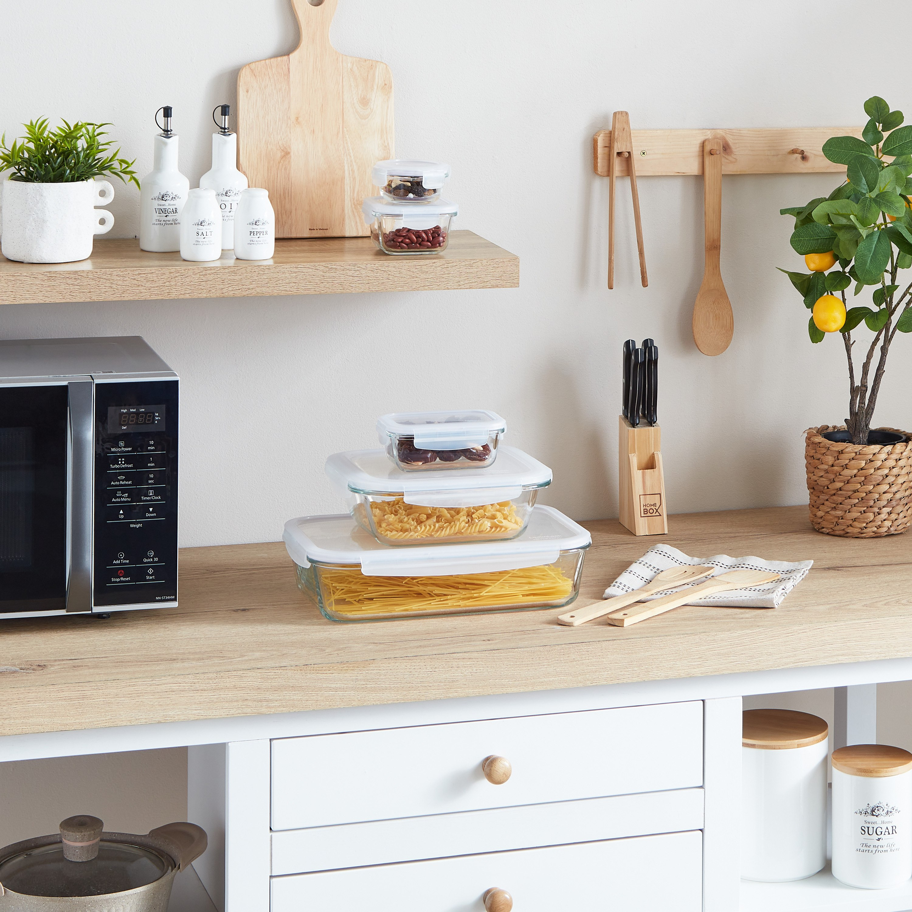 حاوية فرن زجاج مربعة مع غطاء من لوك أند لوك - 2 لتر-hbxhomeware-hbxkitchen-image-5