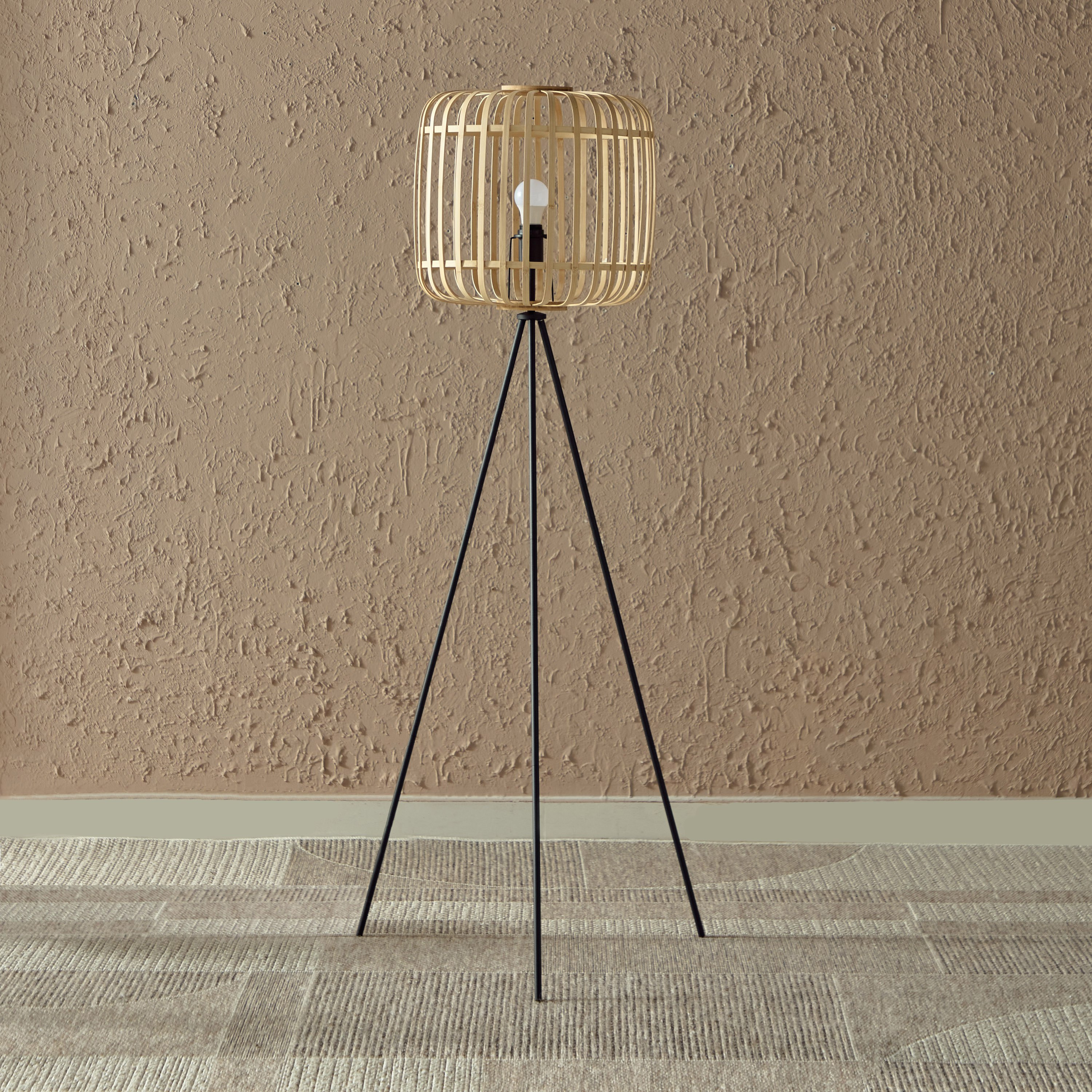 مصباح أرضية معدن ترايبود وغطاء من شرائح الخيزران الطبيعي من ستارك - 40x147 سم-hbxhomeware-hbxdecorandfurnishings-image-1