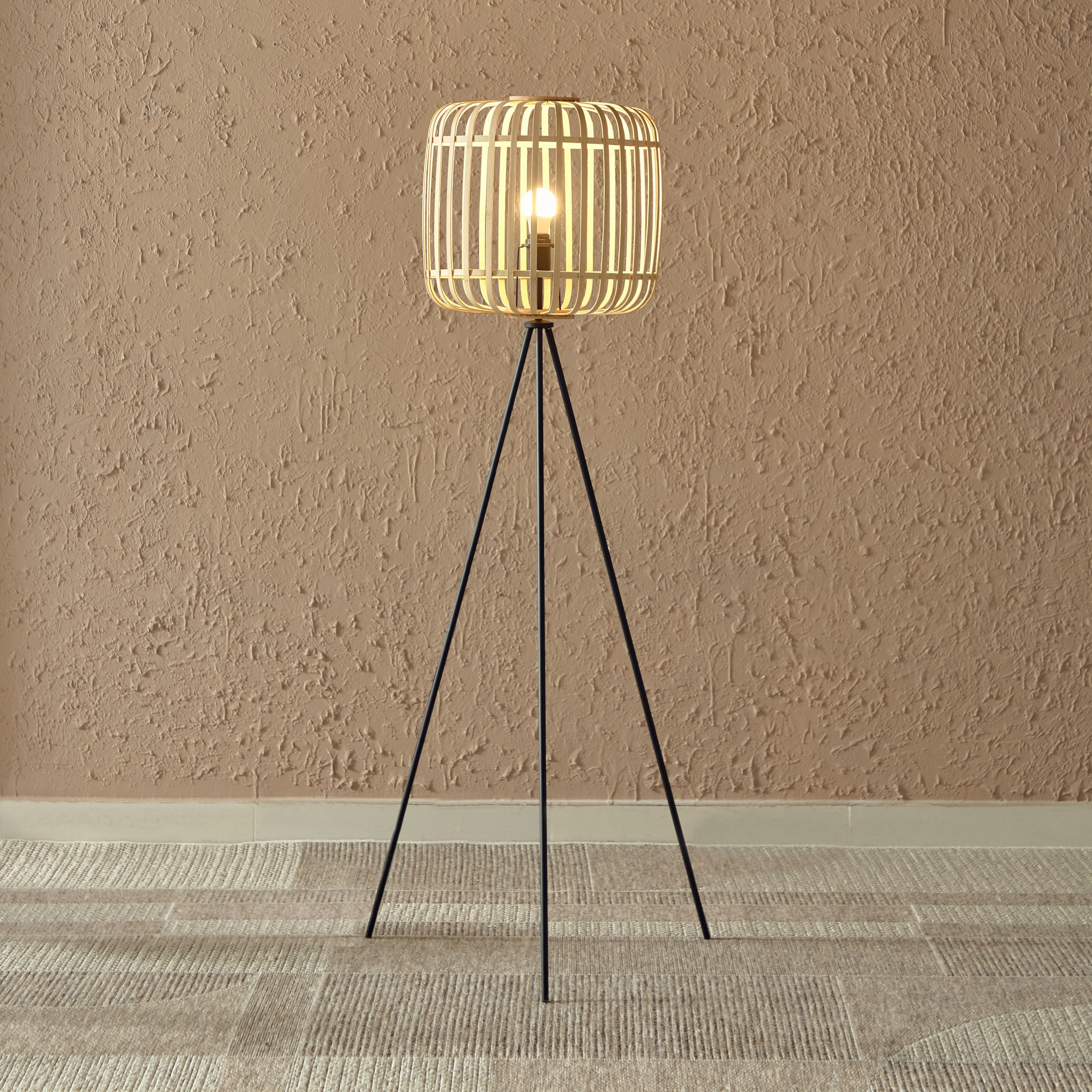 مصباح أرضية معدن ترايبود وغطاء من شرائح الخيزران الطبيعي من ستارك - 40x147 سم-hbxhomeware-hbxdecorandfurnishings-image-2