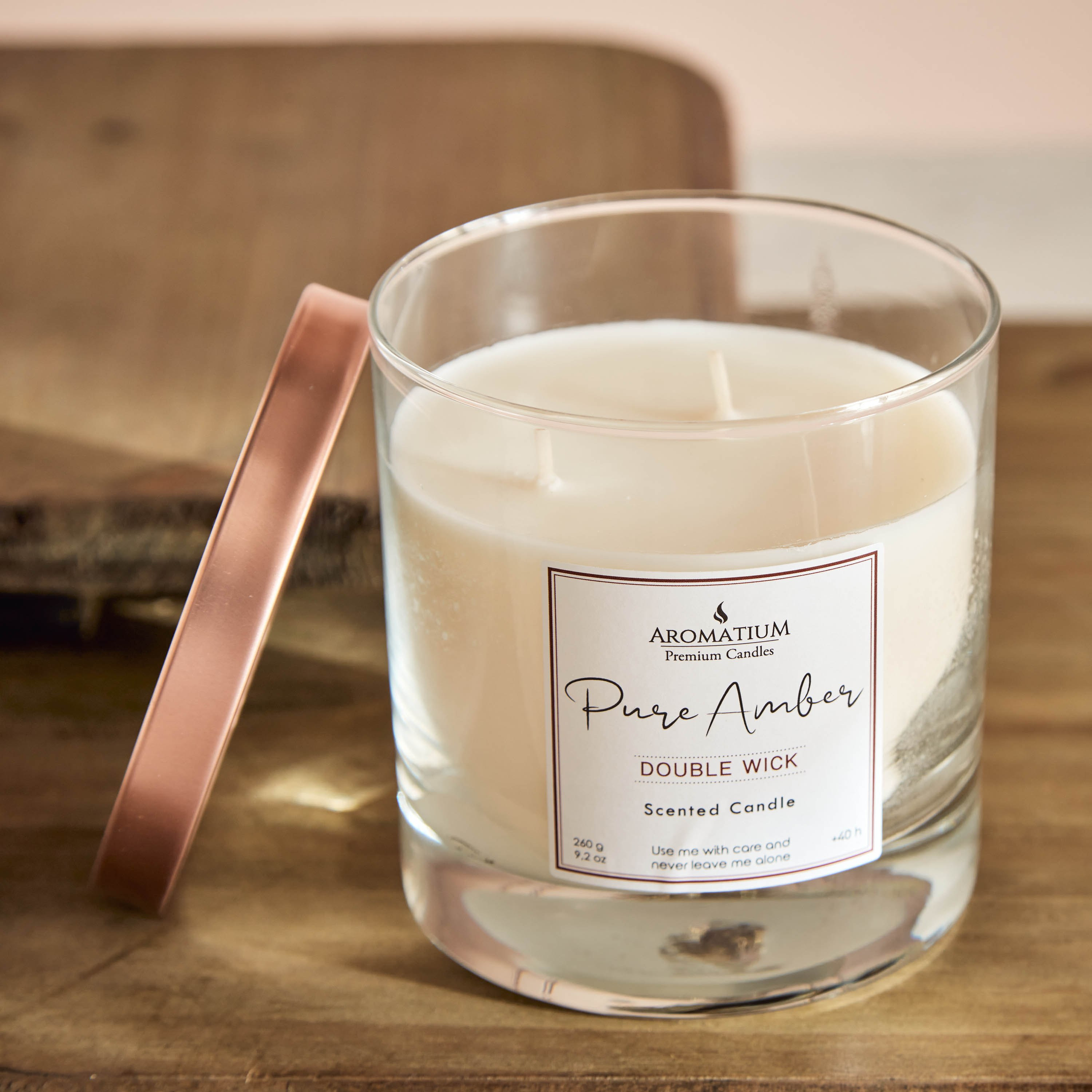 جرة شموع زجاجية بفتيل مزدوج برائحة العنبر النقي من فيلا أروماتيوم - 260 جم-hbxlivingroom-decorandaccessories-candles-image-2
