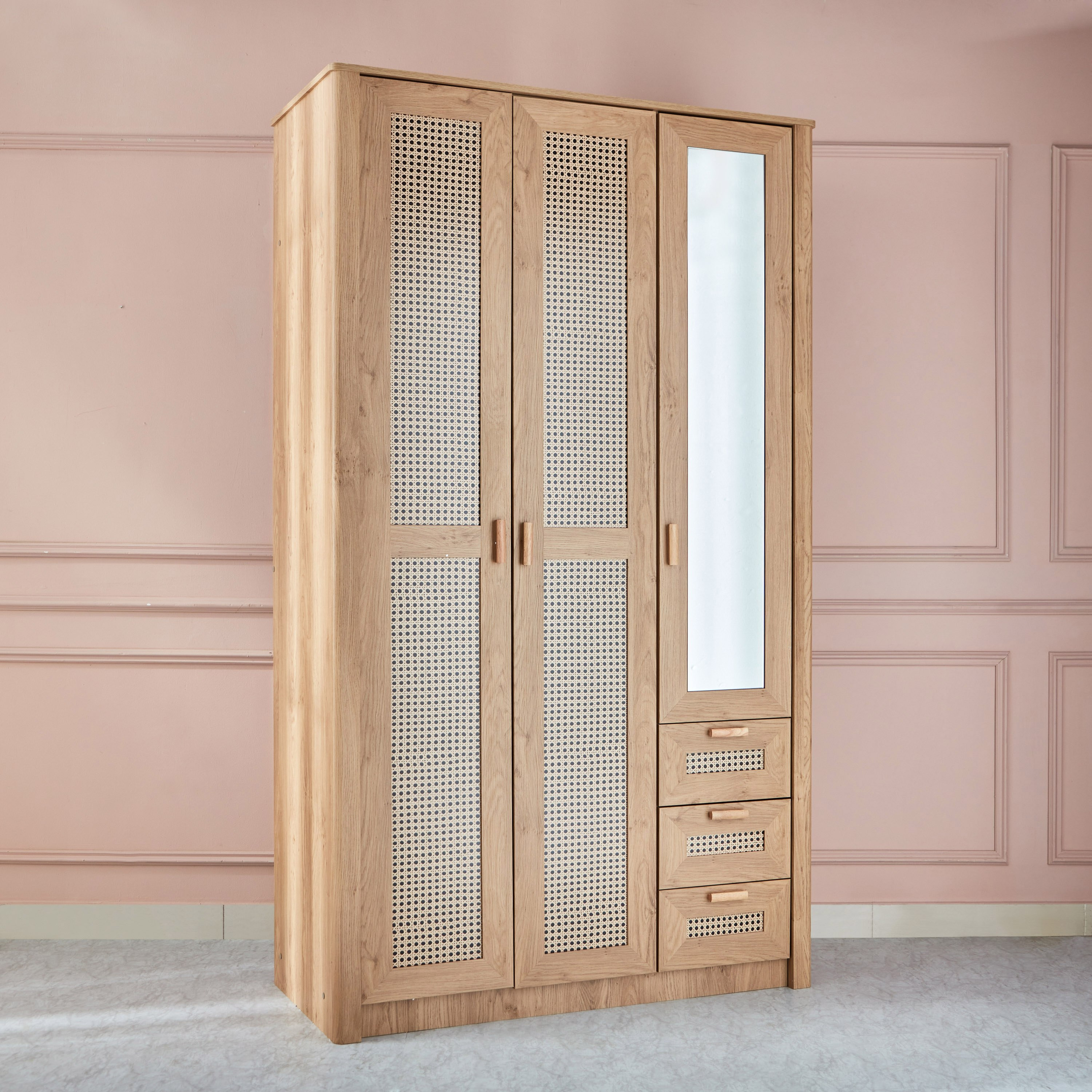 Java 3-Door Wardrobe with 3 Drawers and Mirror-hbxfurniture-wardrobes-image-14