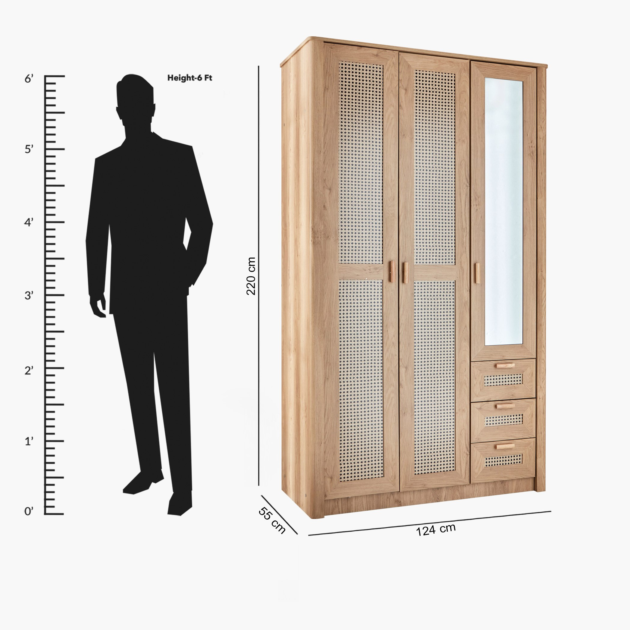 Java 3-Door Wardrobe with 3 Drawers and Mirror-hbxfurniture-wardrobes-image-15