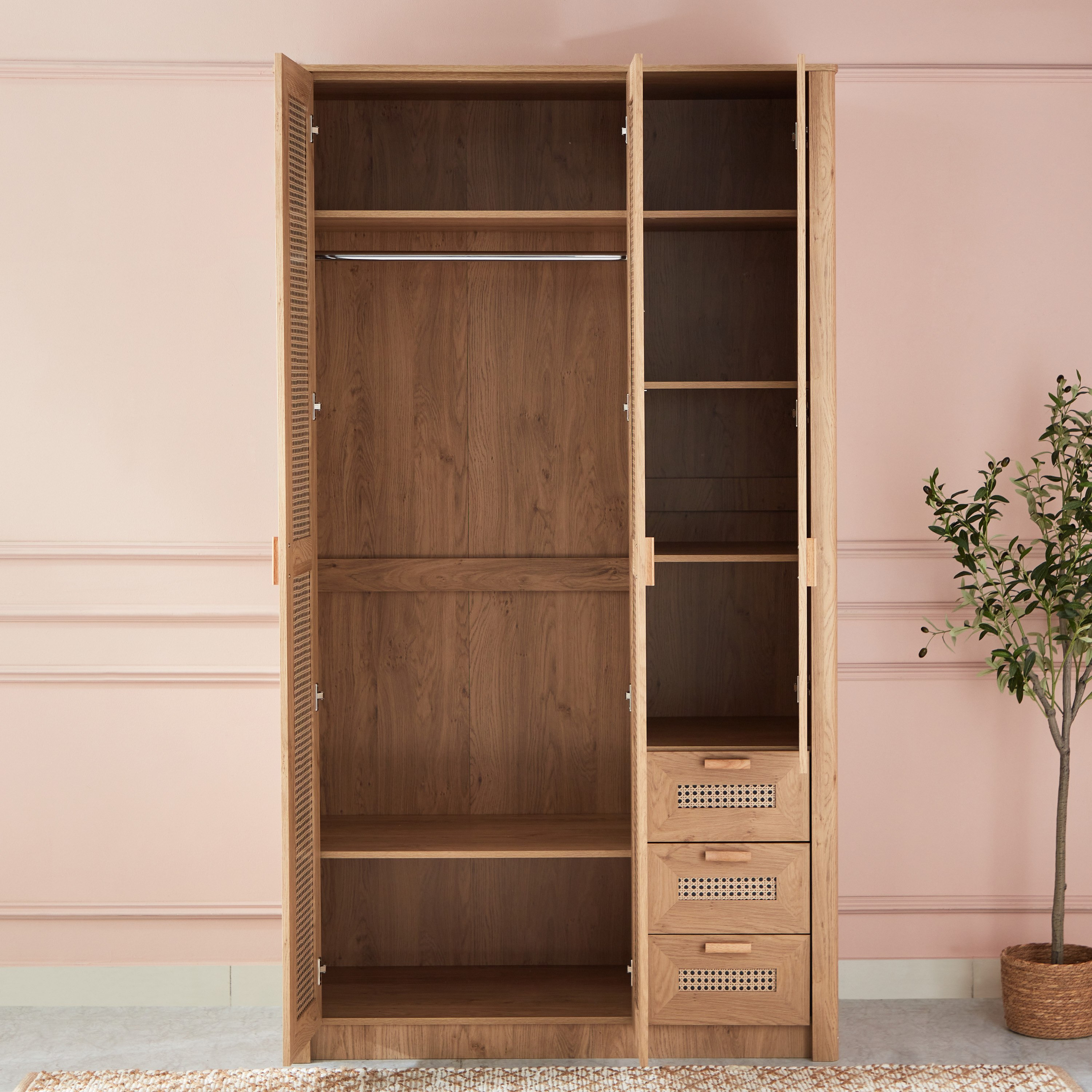 Java 3-Door Wardrobe with 3 Drawers and Mirror-hbxfurniture-wardrobes-image-7