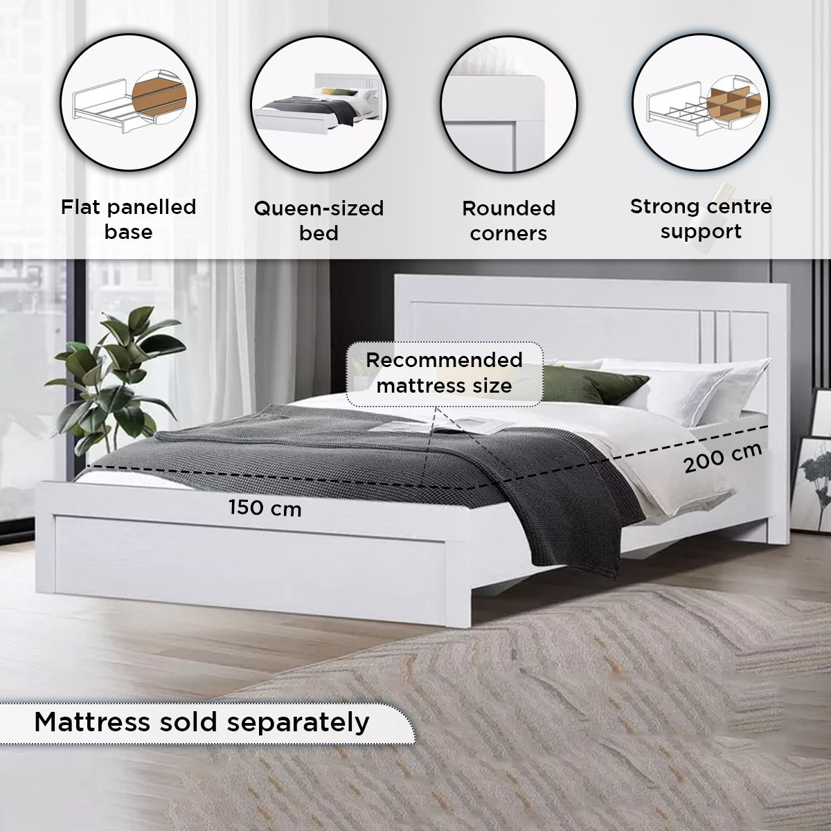 Movo Cornell Queen Bed - 150x200 cm-hbxbedroom-bedsandbedsets-beds-queen-image-9
