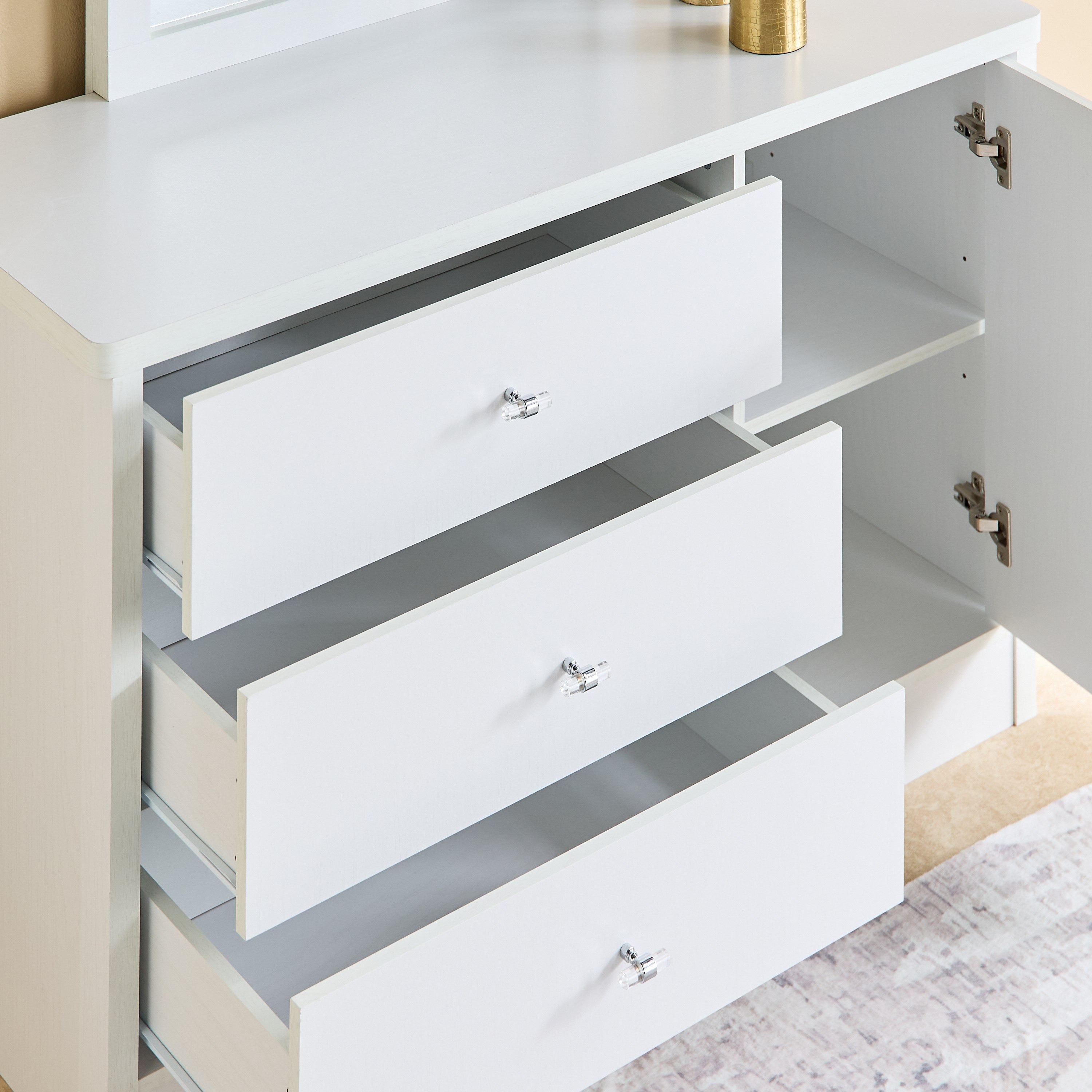 طاولة تزيين كبيرة بباب واحد مع 3 أدراج - كورنيل من موڤو-hbxfurniture-bedroom-dressersandmirrors-image-3