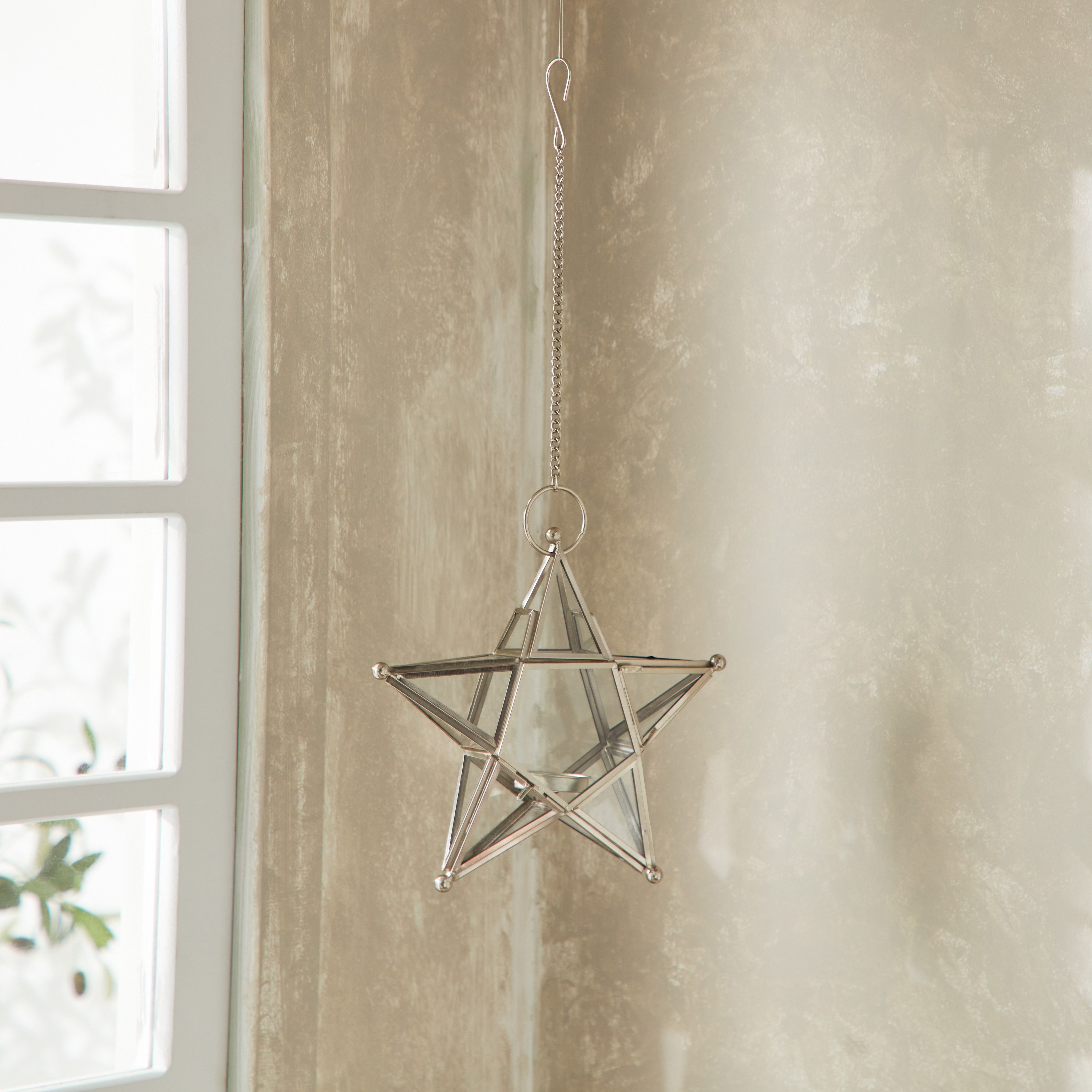حامل شموع صغيرة معلّق على شكل نجمة من المعدن والزجاج من إيسابا - 20x6x20 سم-hbxlivingroom-decorandaccessories-candleholders-image-2
