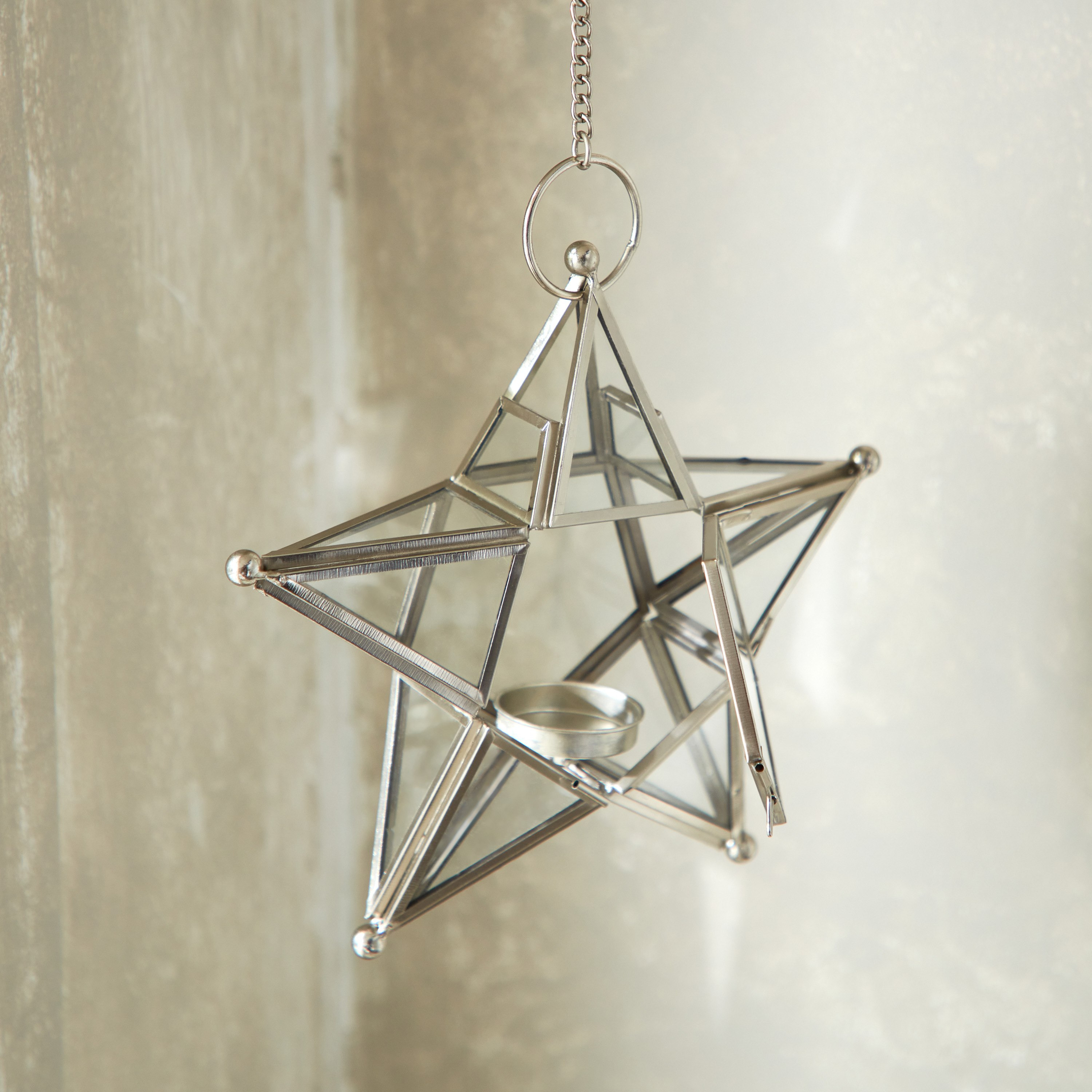 حامل شموع صغيرة معلّق على شكل نجمة من المعدن والزجاج من إيسابا - 20x6x20 سم-hbxlivingroom-decorandaccessories-candleholders-image-3