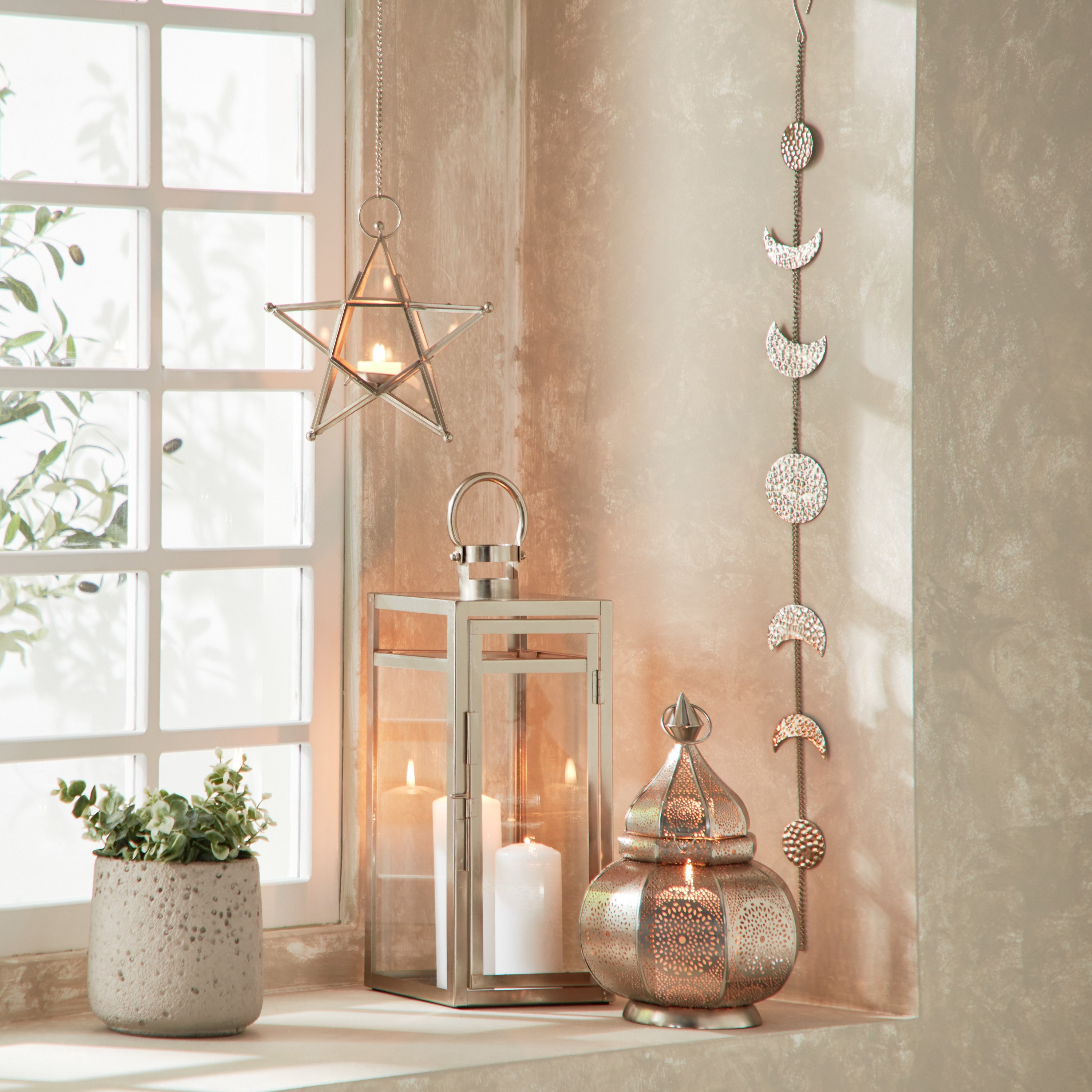 حامل شموع صغيرة معلّق على شكل نجمة من المعدن والزجاج من إيسابا - 20x6x20 سم-hbxlivingroom-decorandaccessories-candleholders-image-5