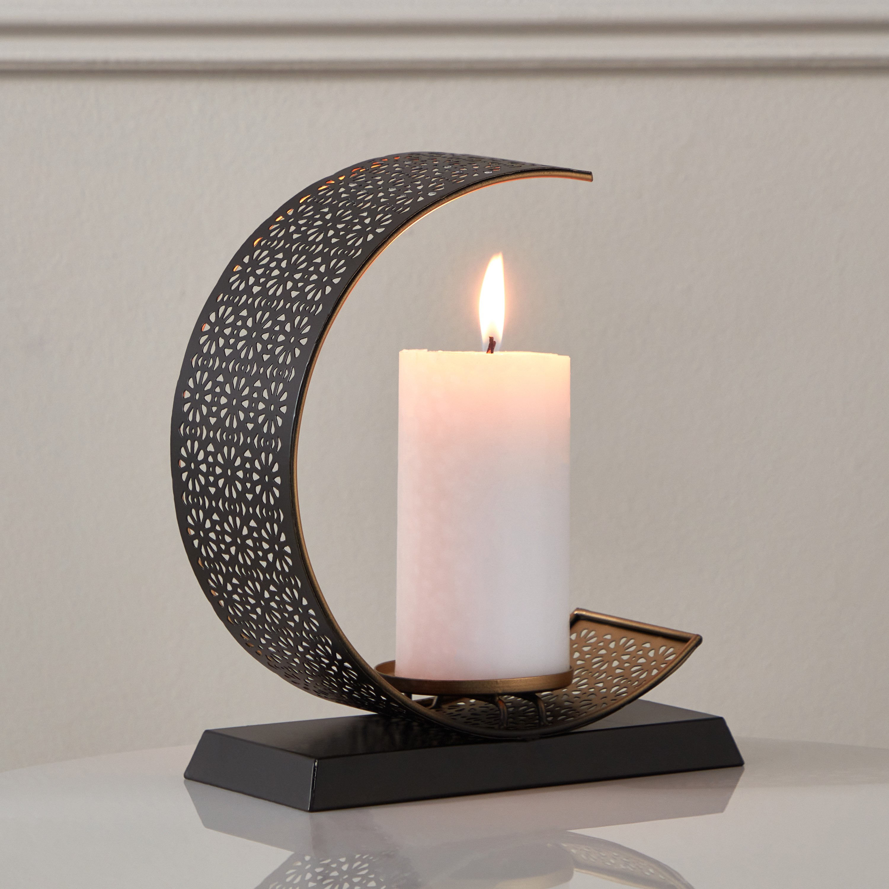 Isaba Metal Half Moon Votive Candleholder - 20x10x24 cm-hbxlivingroom-decorandaccessories-candleholders-image-1