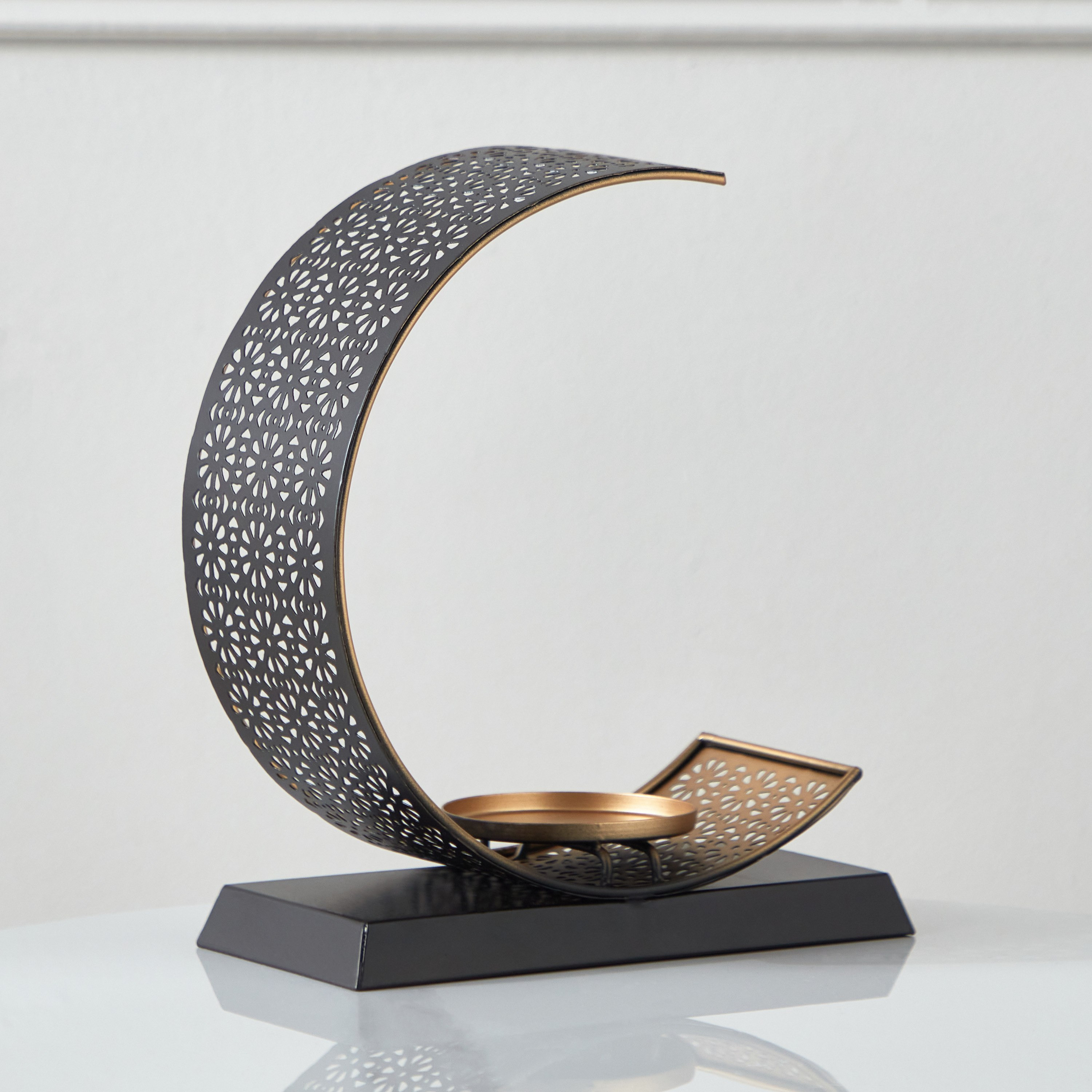 Isaba Metal Half Moon Votive Candleholder - 20x10x24 cm-hbxlivingroom-decorandaccessories-candleholders-image-2