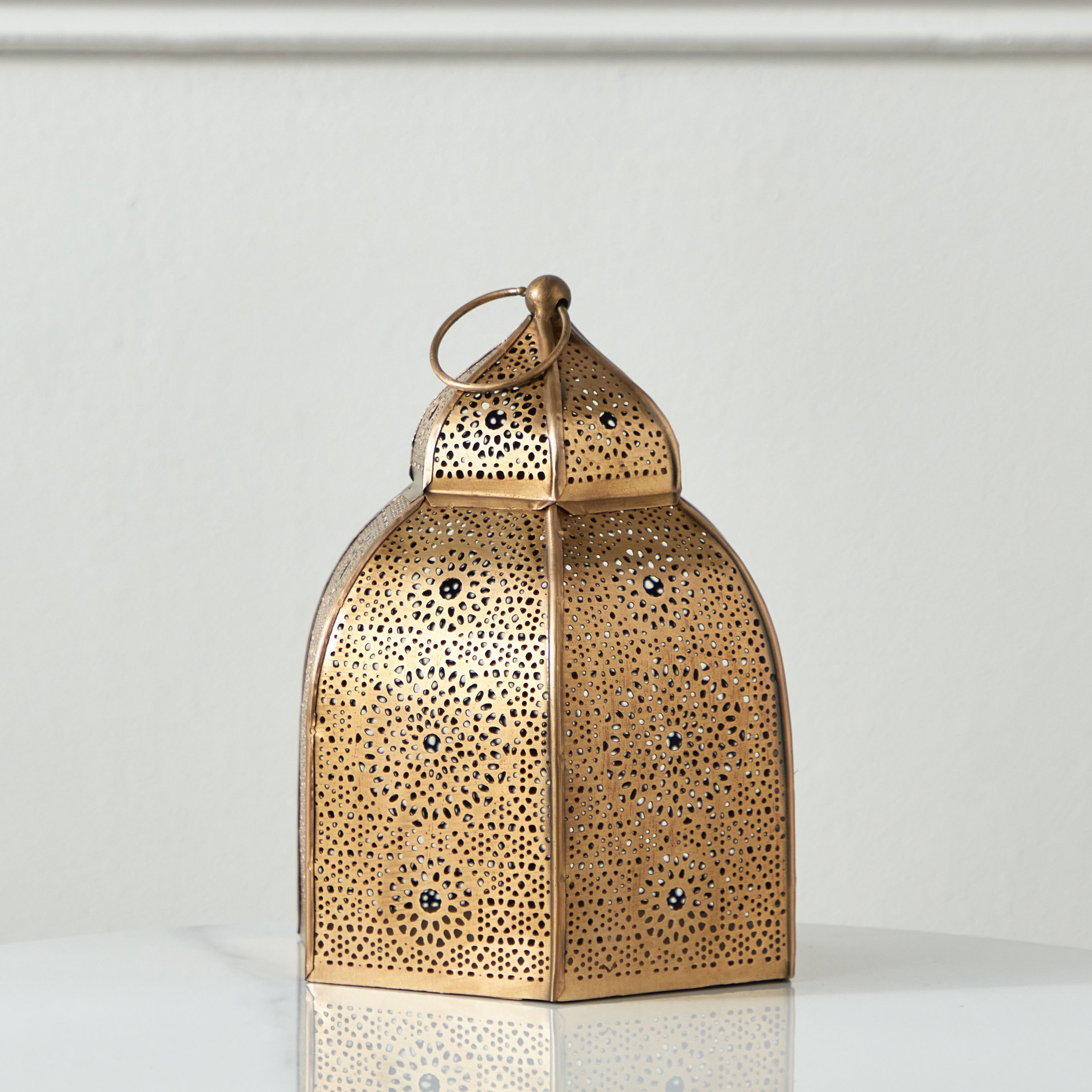 Isaba Antique Brass Metal Decorative Lantern - 17x17x21 cm-PROMO_HB_AE_B1G1_250925-image-2
