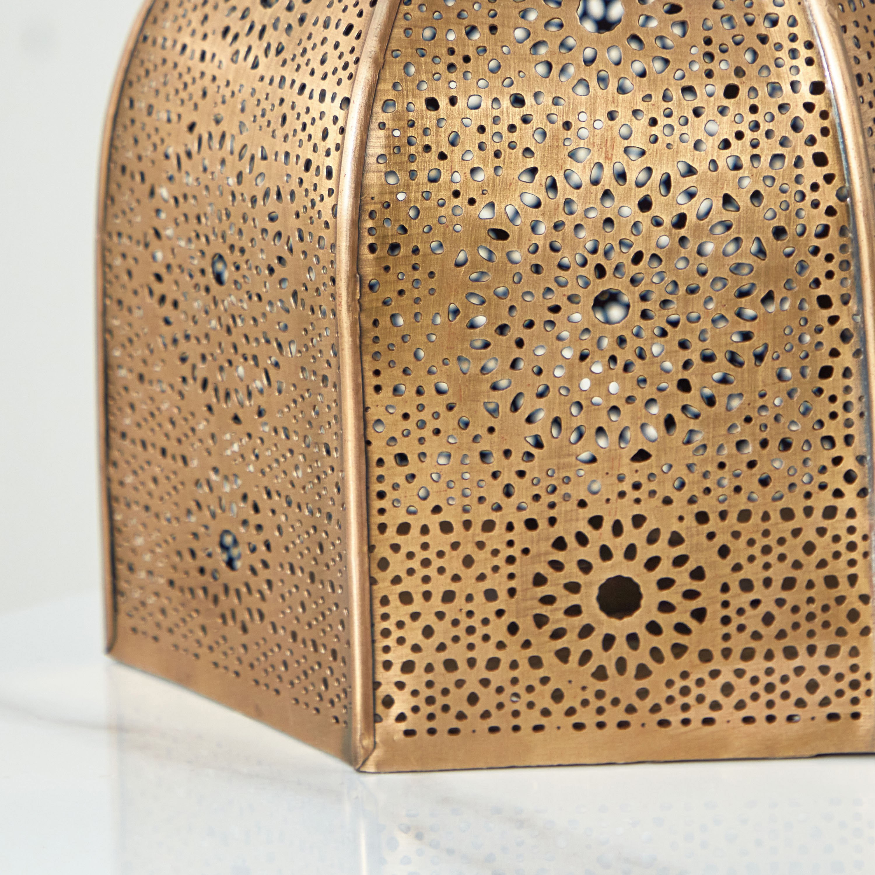 Isaba Antique Brass Metal Decorative Lantern - 17x17x21 cm-PROMO_HB_AE_B1G1_250925-image-4