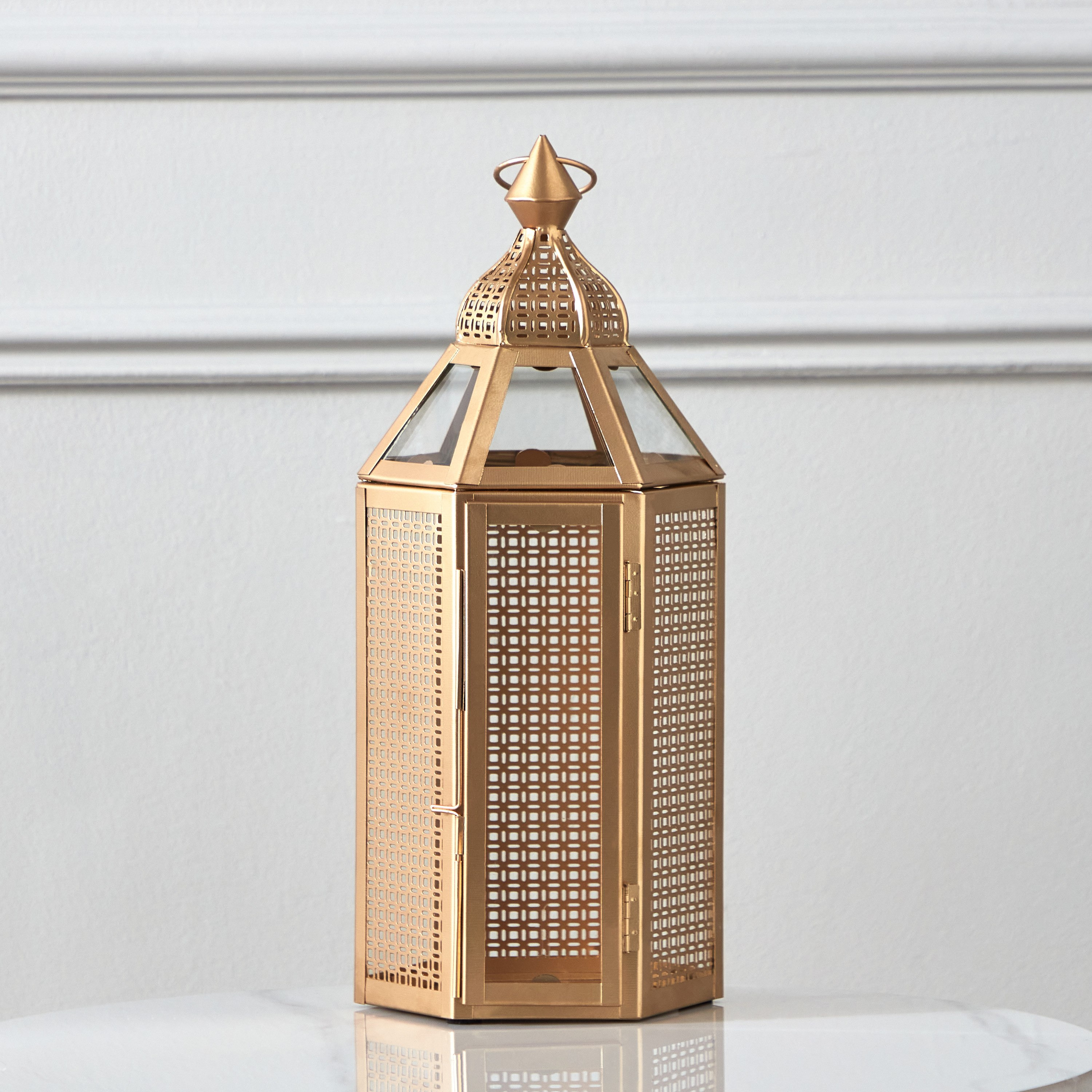 Isaba Metal Decorative Lantern - 16x16x38 cm-hbxdecorandfurnishings-homeaccessories-lanterns-image-2