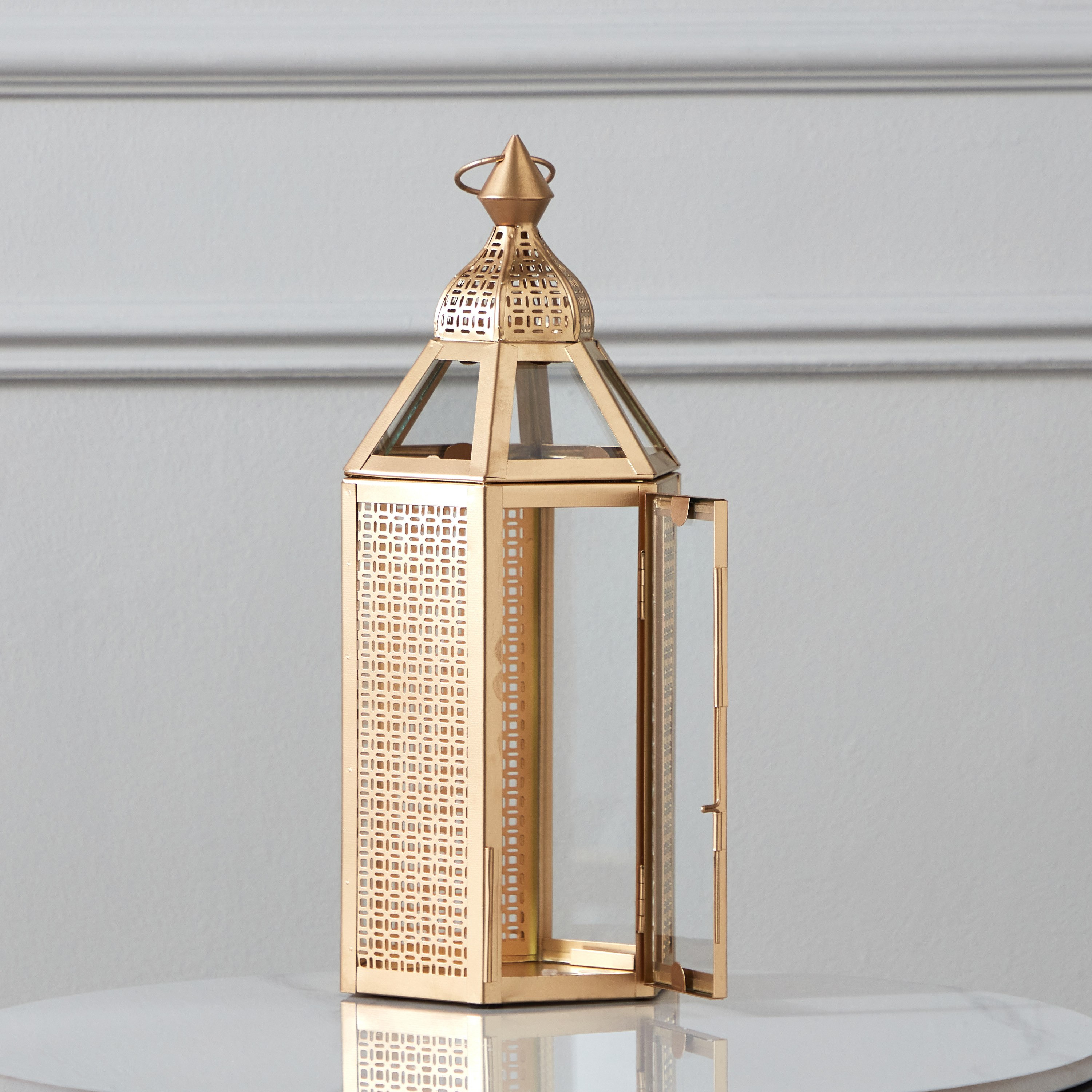 Isaba Metal Decorative Lantern - 16x16x38 cm-hbxdecorandfurnishings-homeaccessories-lanterns-image-3