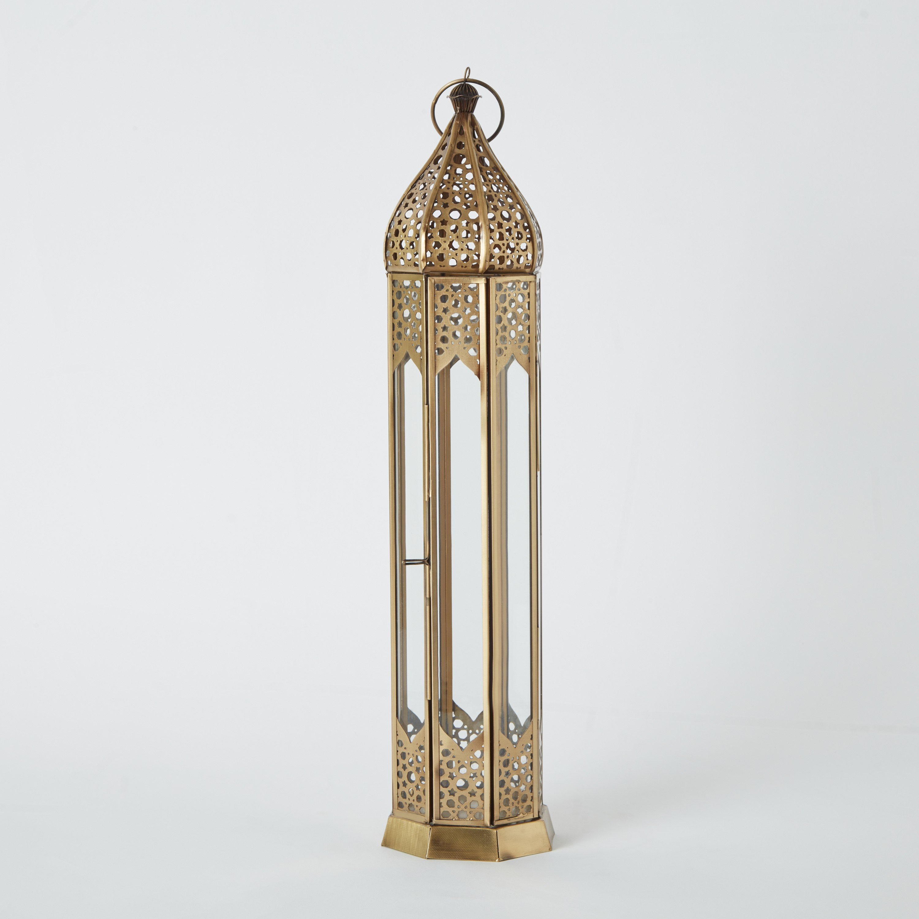فانوس عتيق معدن بتفاصيل مفرّغة من إيسابا - 9x9x48 سم-hbxdecorandfurnishings-homeaccessories-lanterns-image-7