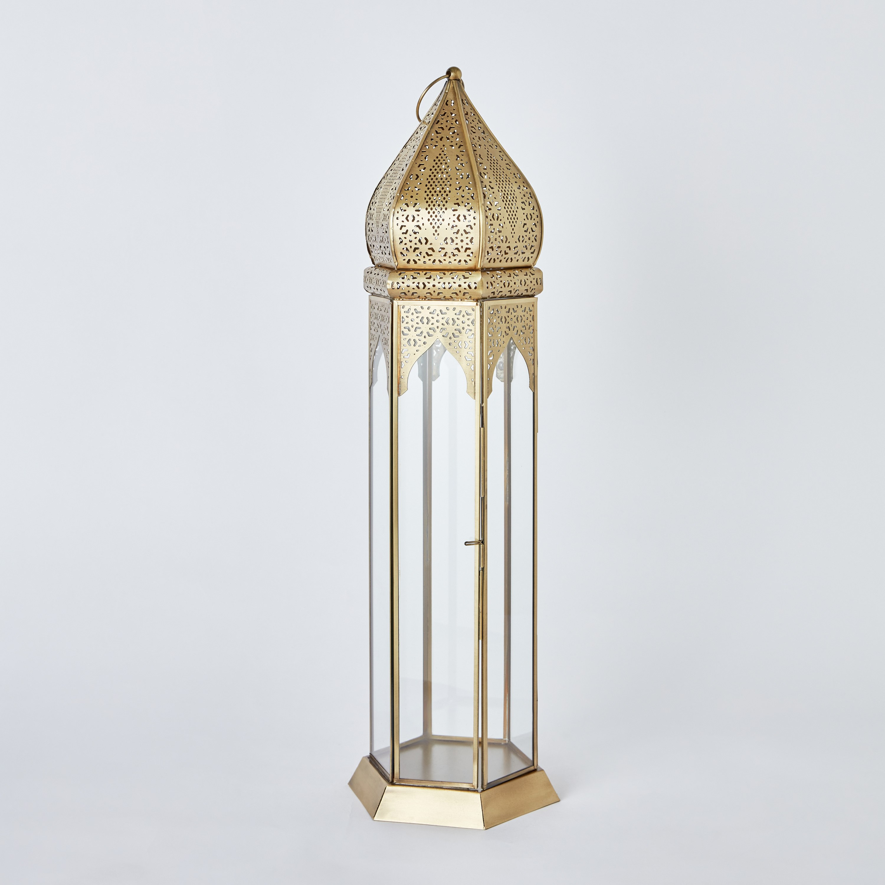 فانوس طويل معدني بتفاصيل مفرّغة من إيسابا - 15x15x65 سم-hbxdecorandfurnishings-homeaccessories-lanterns-image-6