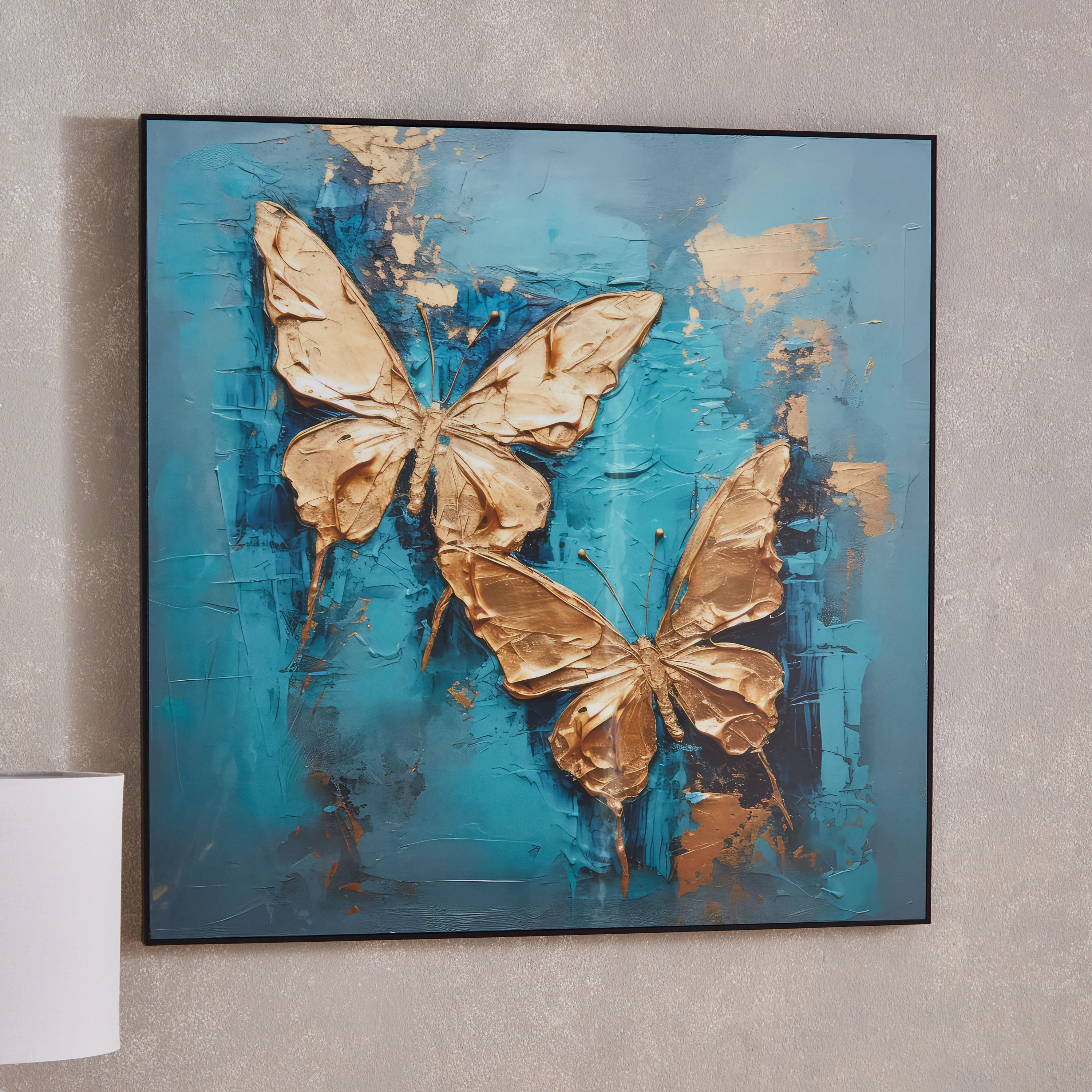 لوحة مؤطرة كانفاس شديدة اللمعان بتصميم فراشة من إقرأ - 60x60 سم-hbxhomeware-hbxdecorandfurnishings-image-1