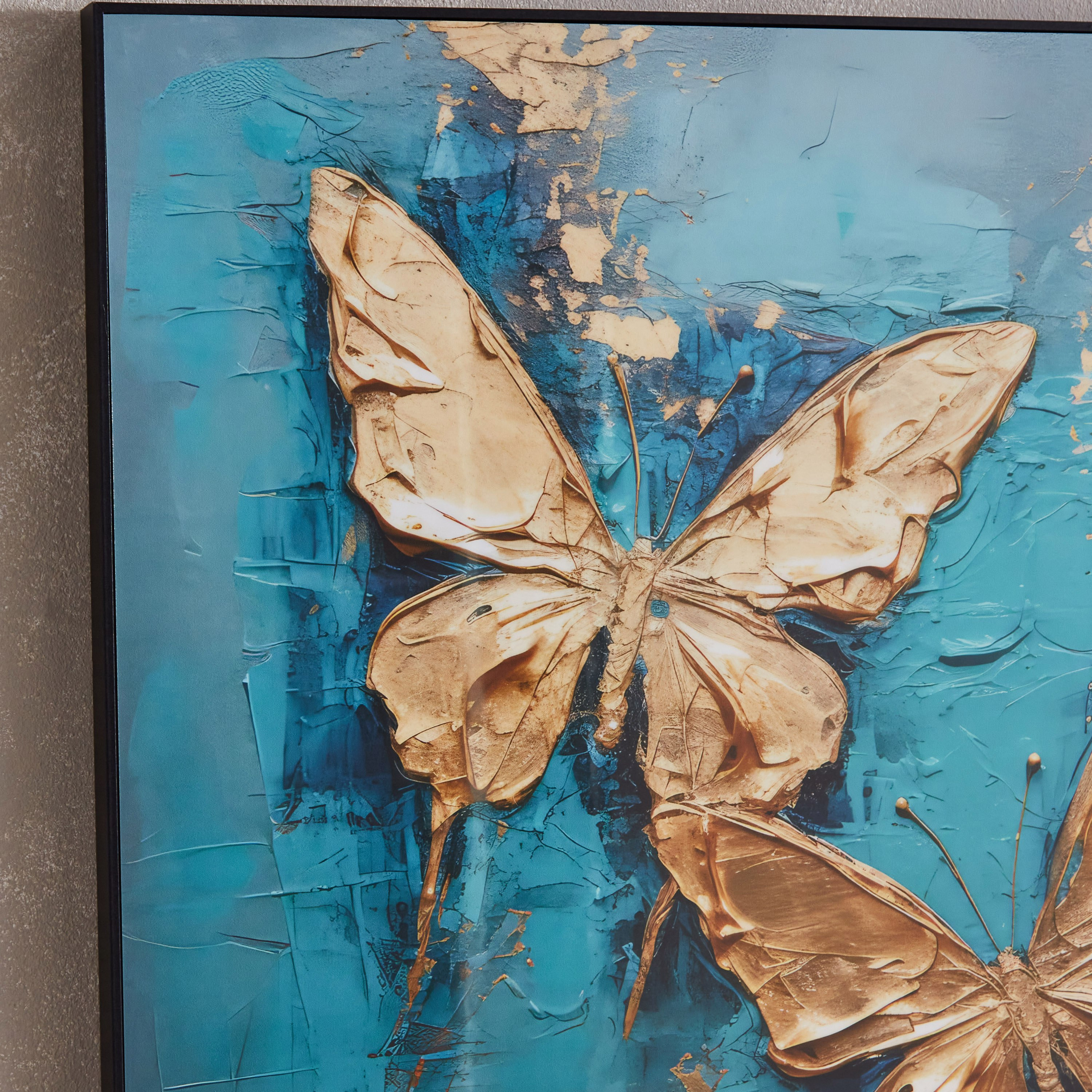 لوحة مؤطرة كانفاس شديدة اللمعان بتصميم فراشة من إقرأ - 60x60 سم-hbxhomeware-hbxdecorandfurnishings-image-3