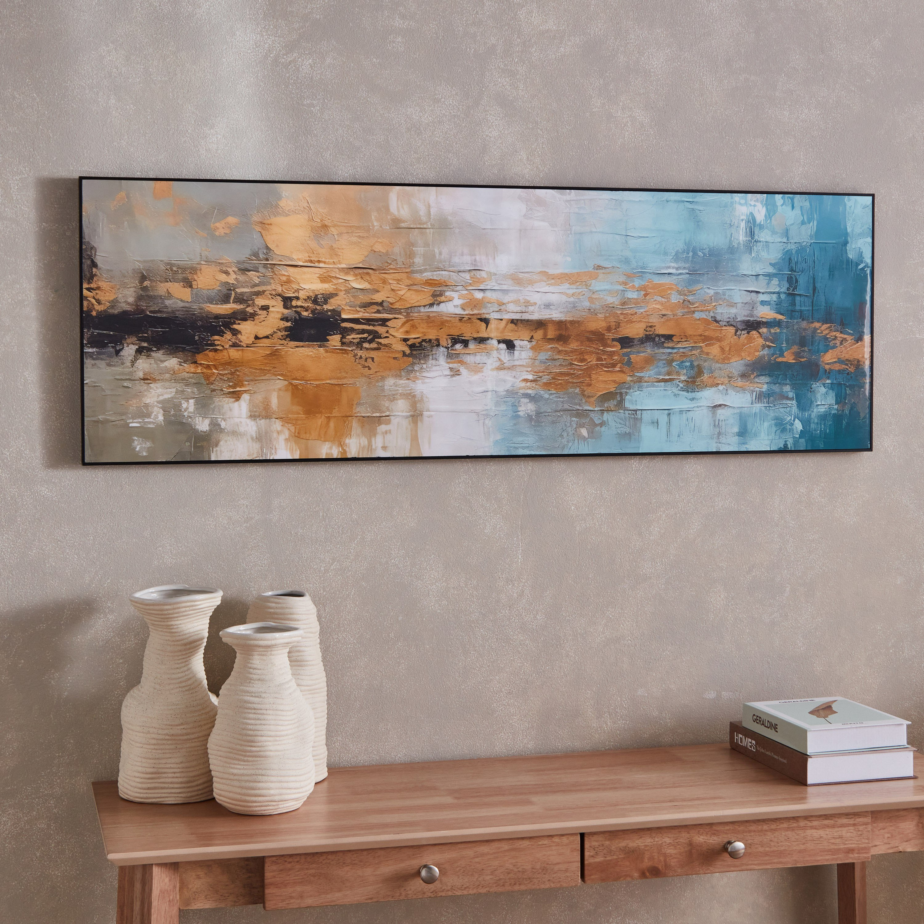 لوحة مؤطرة شديدة اللمعان بتصميم تجريدي عصري من اقرأ - 40x120 سم-hbxhomeware-hbxdecorandfurnishings-image-1