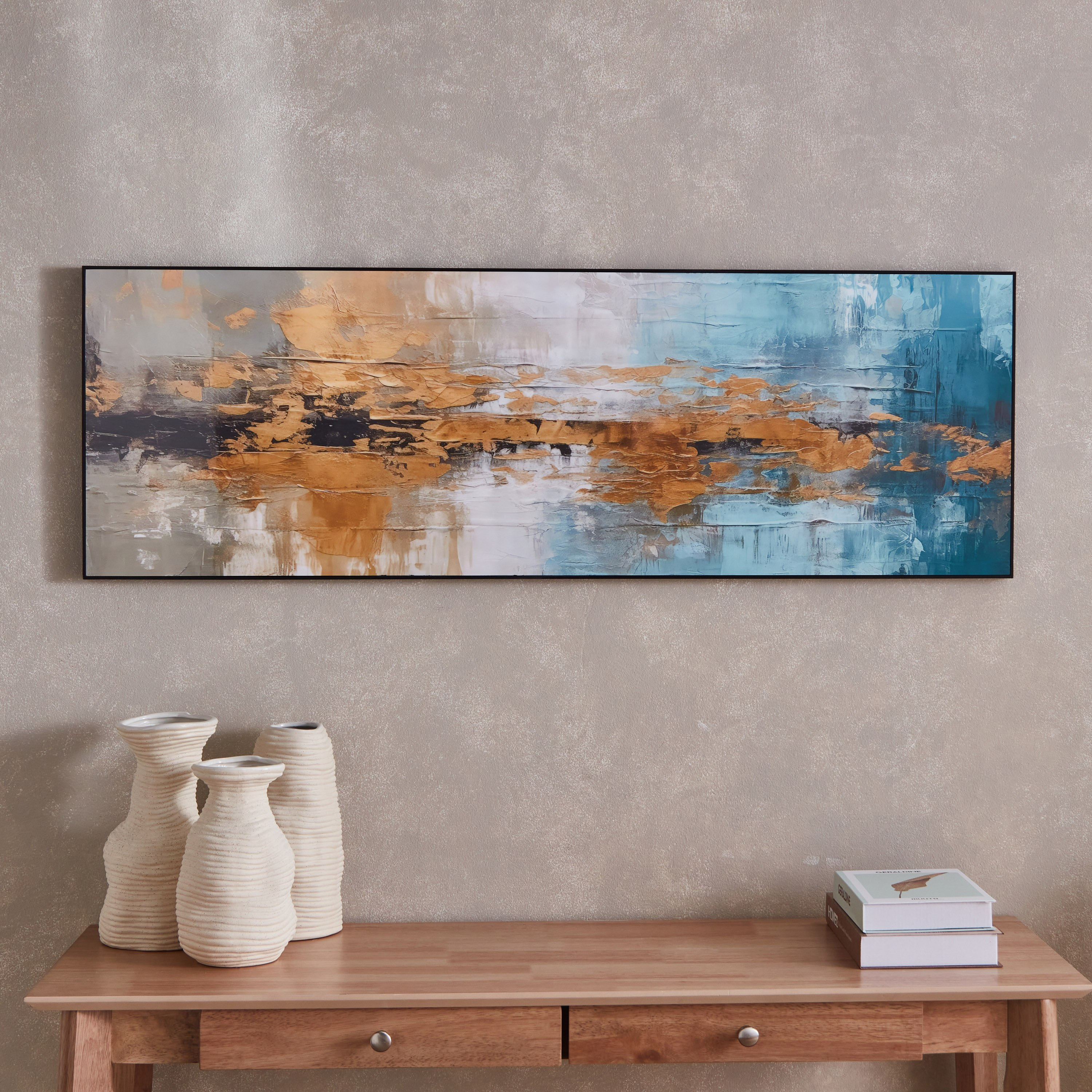 لوحة مؤطرة شديدة اللمعان بتصميم تجريدي عصري من اقرأ - 40x120 سم-hbxhomeware-hbxdecorandfurnishings-image-2