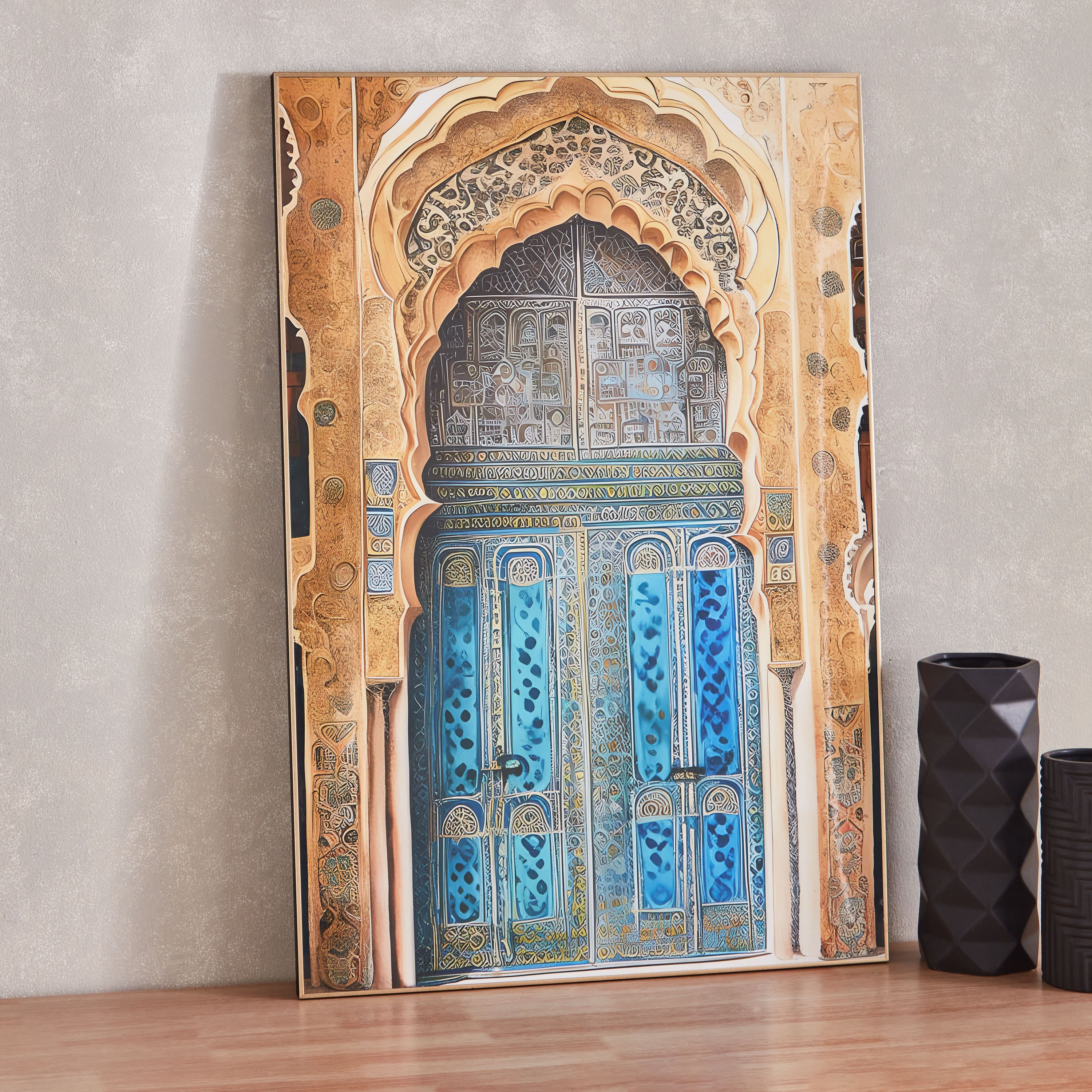 لوحة مؤطرة شديدة اللمعان بتصميم معماري عربي من اقرأ - 60x90 سم-hbxhomeware-hbxdecorandfurnishings-image-1
