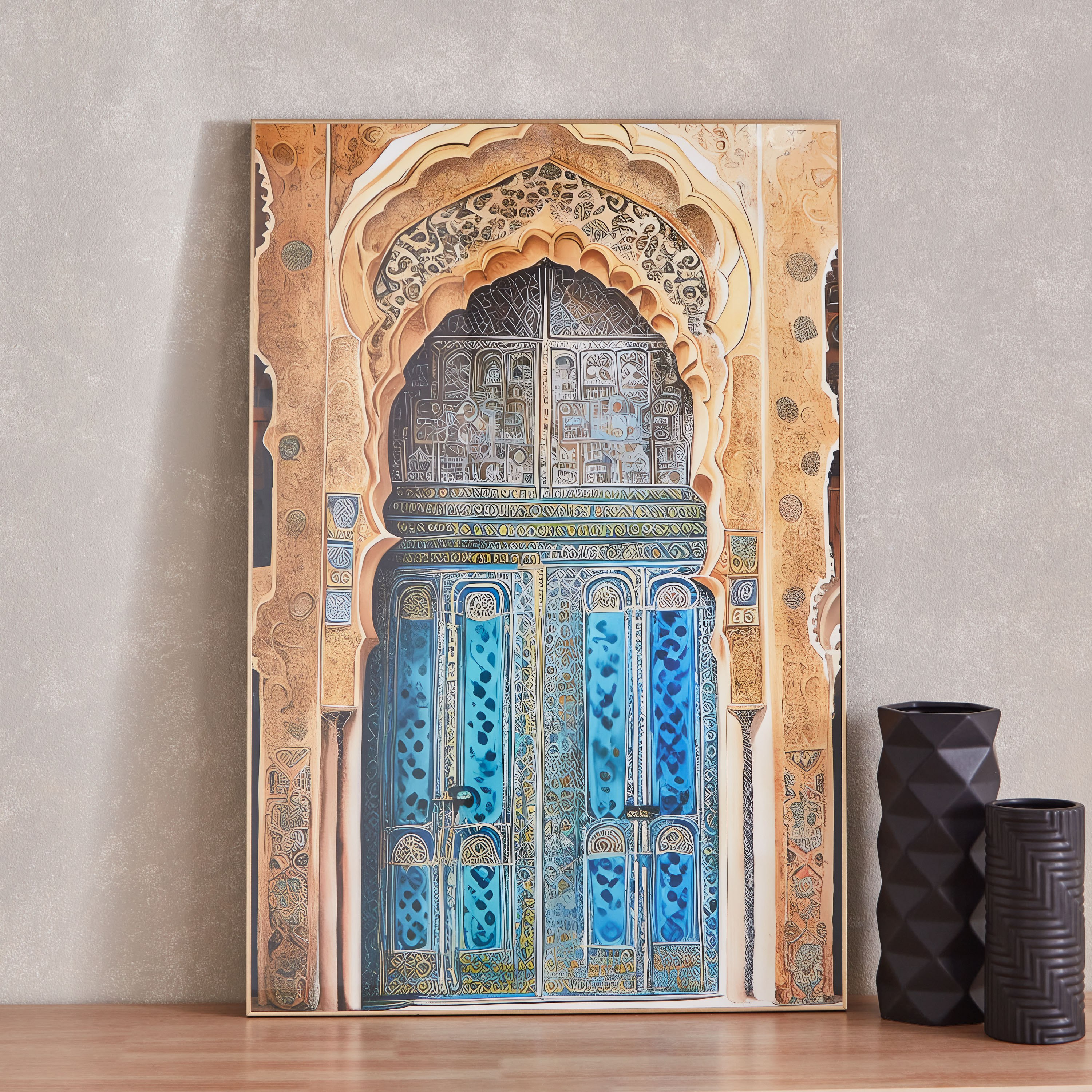 لوحة مؤطرة شديدة اللمعان بتصميم معماري عربي من اقرأ - 60x90 سم-hbxhomeware-hbxdecorandfurnishings-image-2
