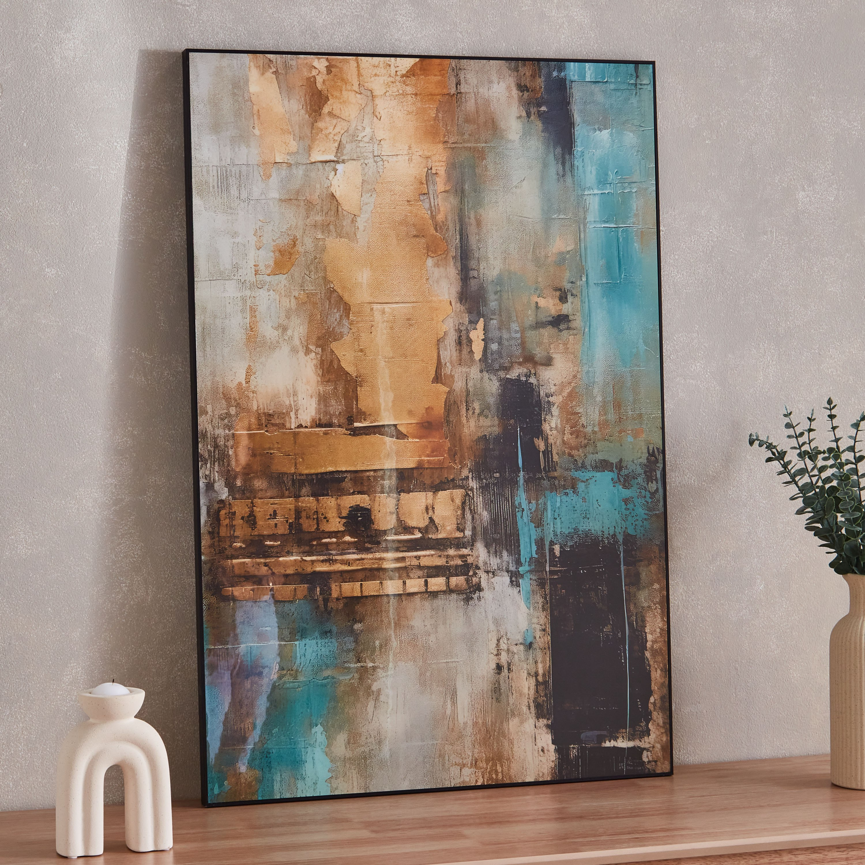 لوحة مؤطرة شديدة اللمعان بتصميم تجريدي عصري من اقرأ - 60x90 سم-hbxhomeware-hbxdecorandfurnishings-image-1