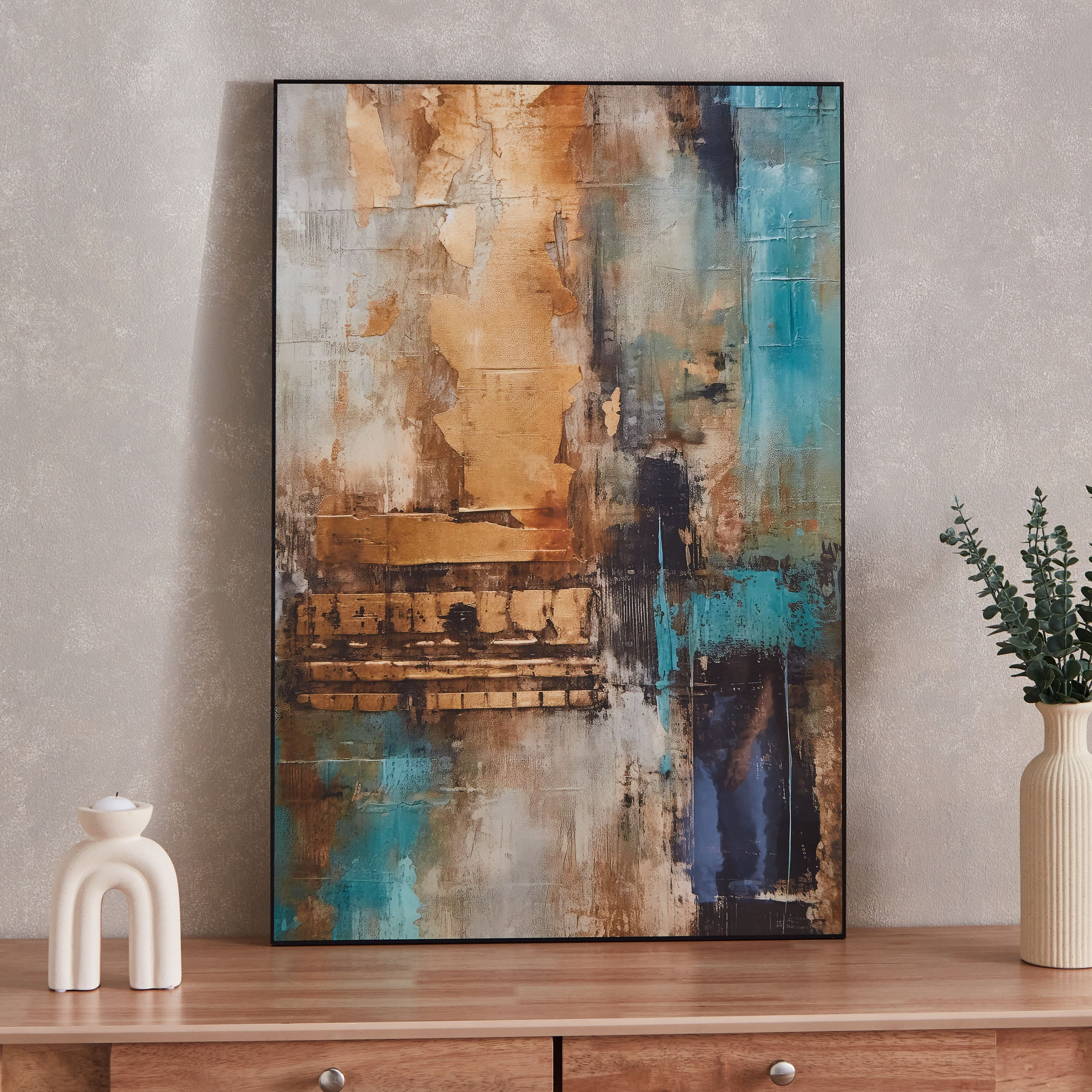 لوحة مؤطرة شديدة اللمعان بتصميم تجريدي عصري من اقرأ - 60x90 سم-hbxhomeware-hbxdecorandfurnishings-image-2