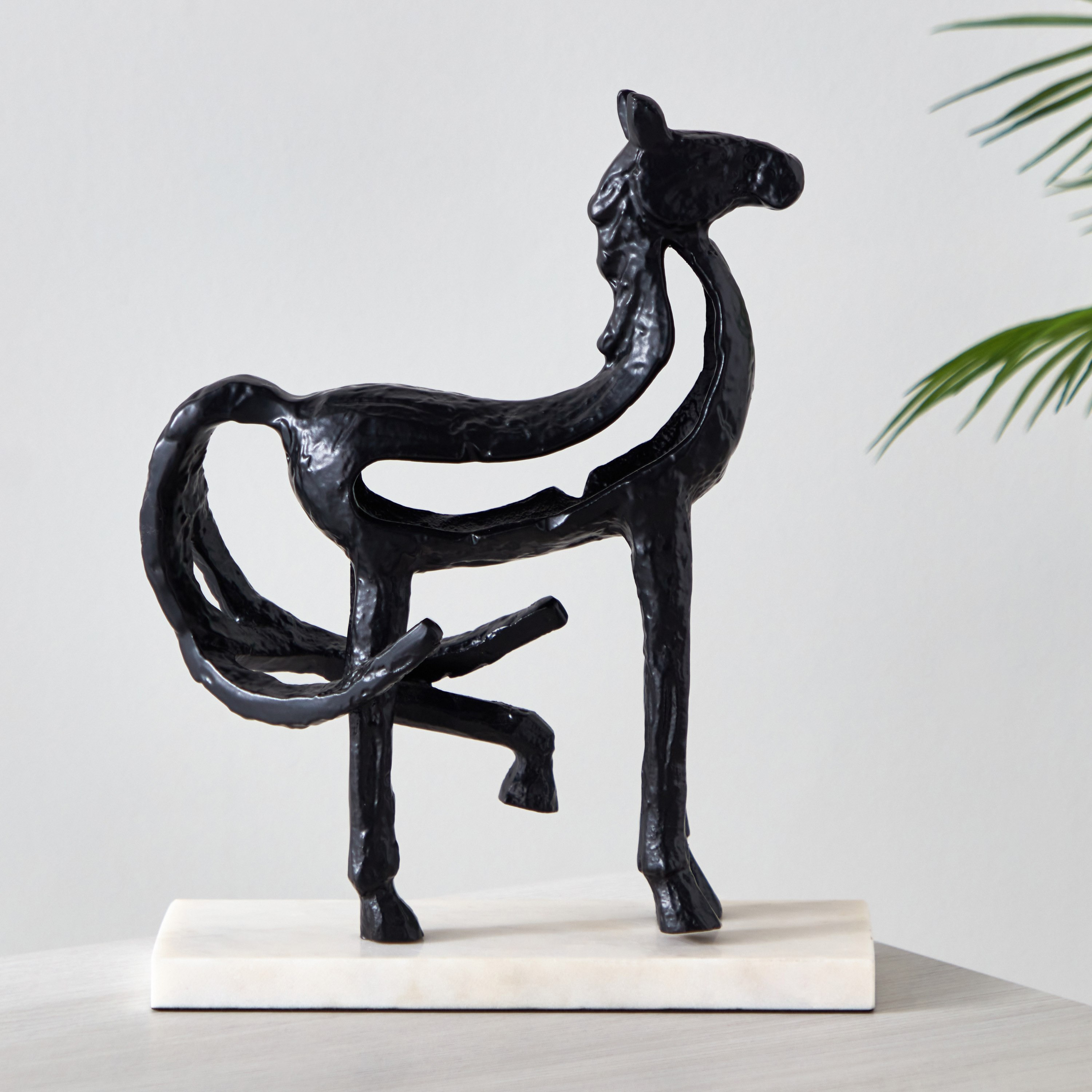Astro Aluminium Decorative Horse Table Accent with Marble Base - 23x9x29 cm-hbxhomeware-homedecor-figurinesandornaments-image-1