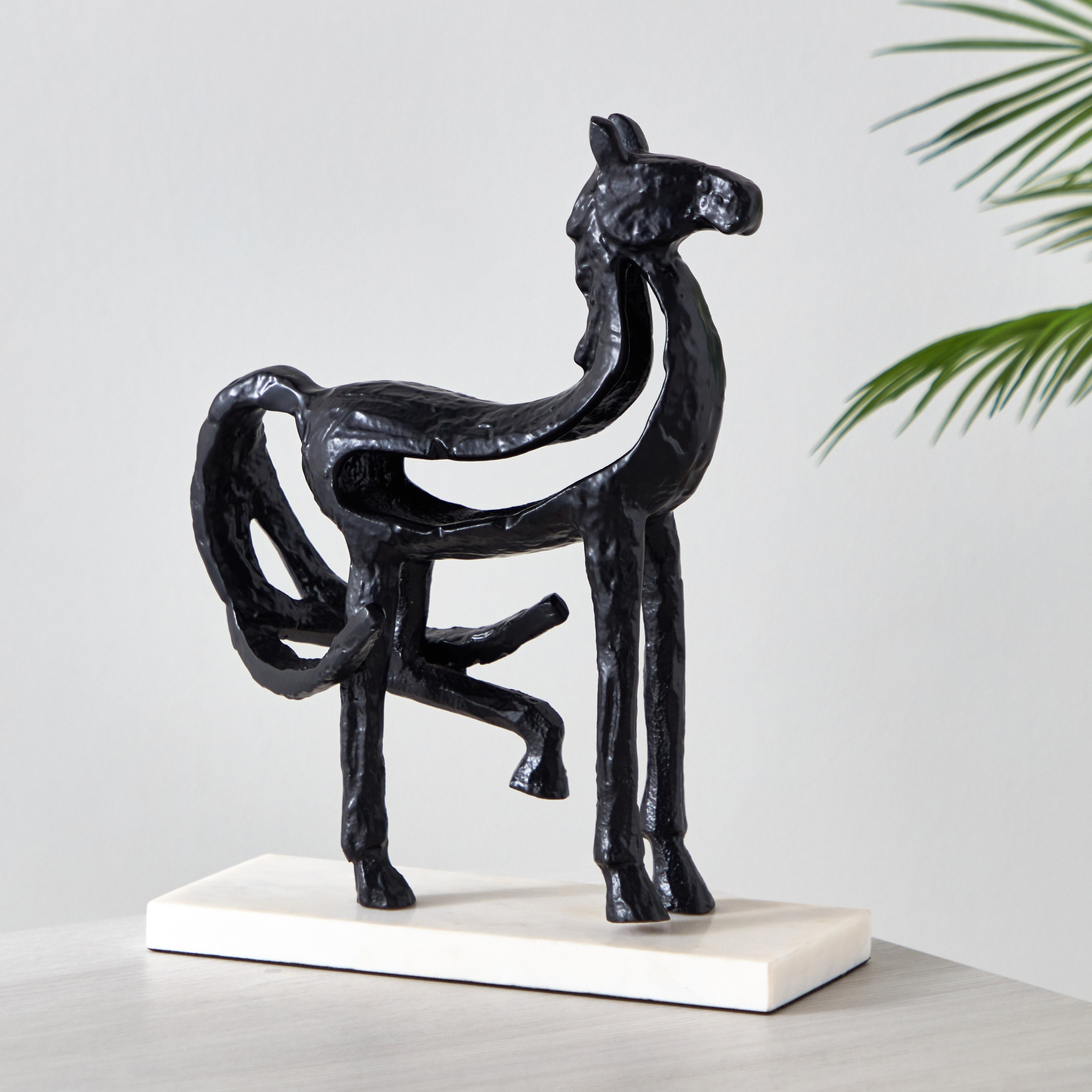 Astro Aluminium Decorative Horse Table Accent with Marble Base - 23x9x29 cm-hbxhomeware-homedecor-figurinesandornaments-image-2
