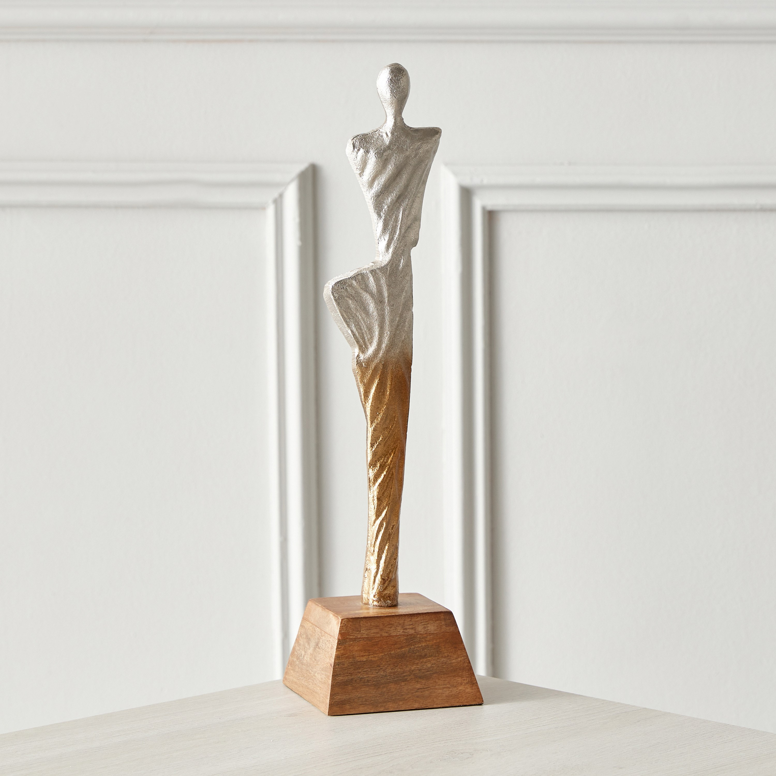 Octan Aluminium Two-Tone Abstract Figurine Decorative Table Accent - 10x10x41 cm-hbxhomeware-homedecor-figurinesandornaments-image-1