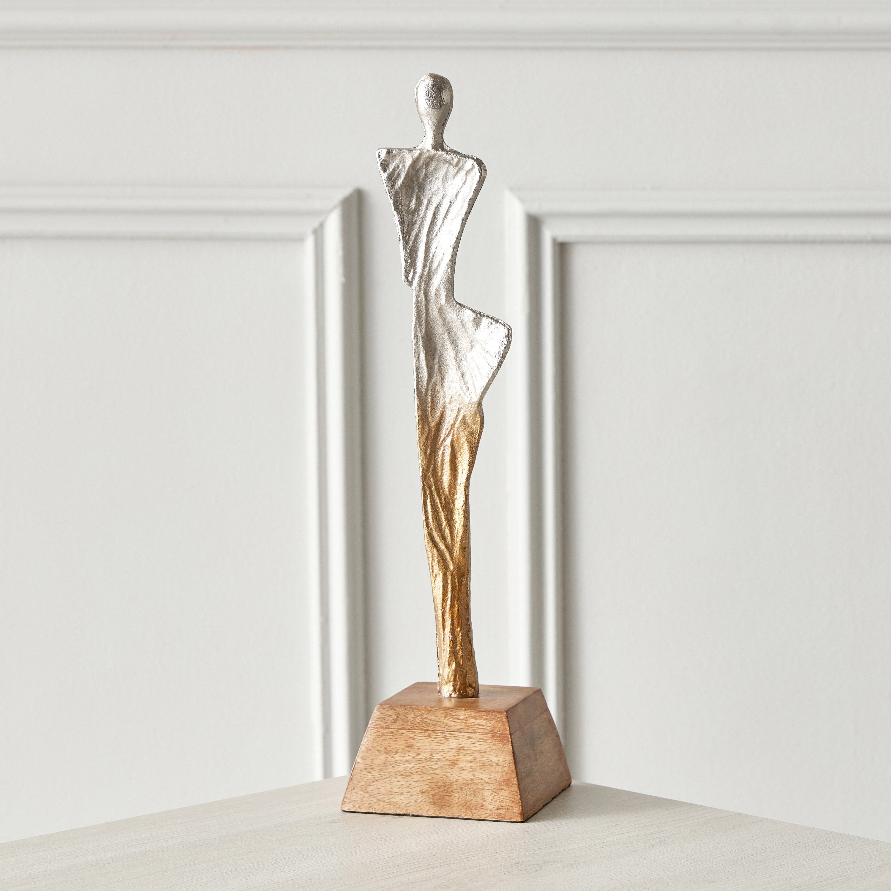 Octan Aluminium Two-Tone Abstract Figurine Decorative Table Accent - 10x10x41 cm-hbxhomeware-homedecor-figurinesandornaments-image-2