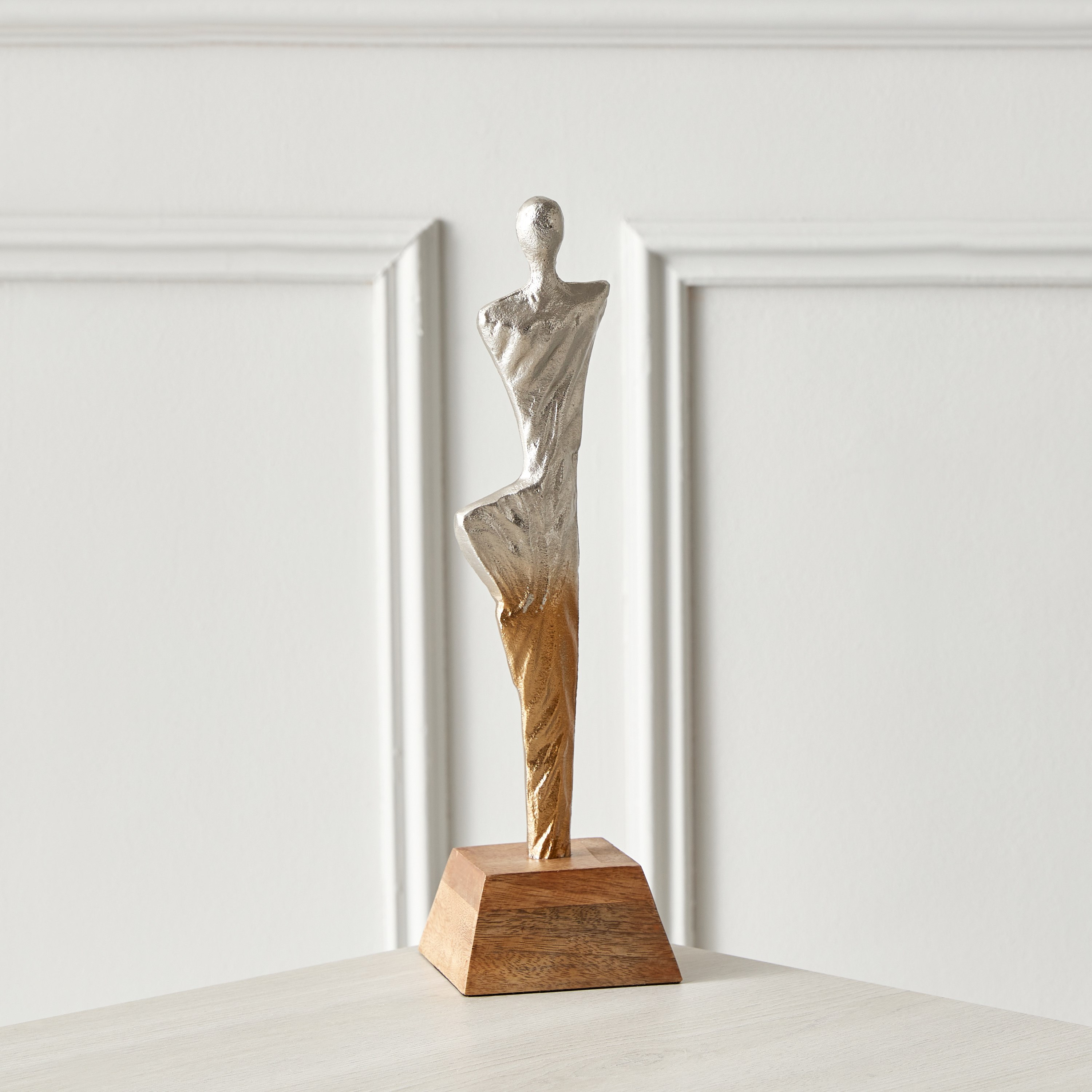 Octan Aluminium Two Tone Abstract Figurine Table Decor - 10x10x35 cm-hbxhomeware-homedecor-figurinesandornaments-image-1