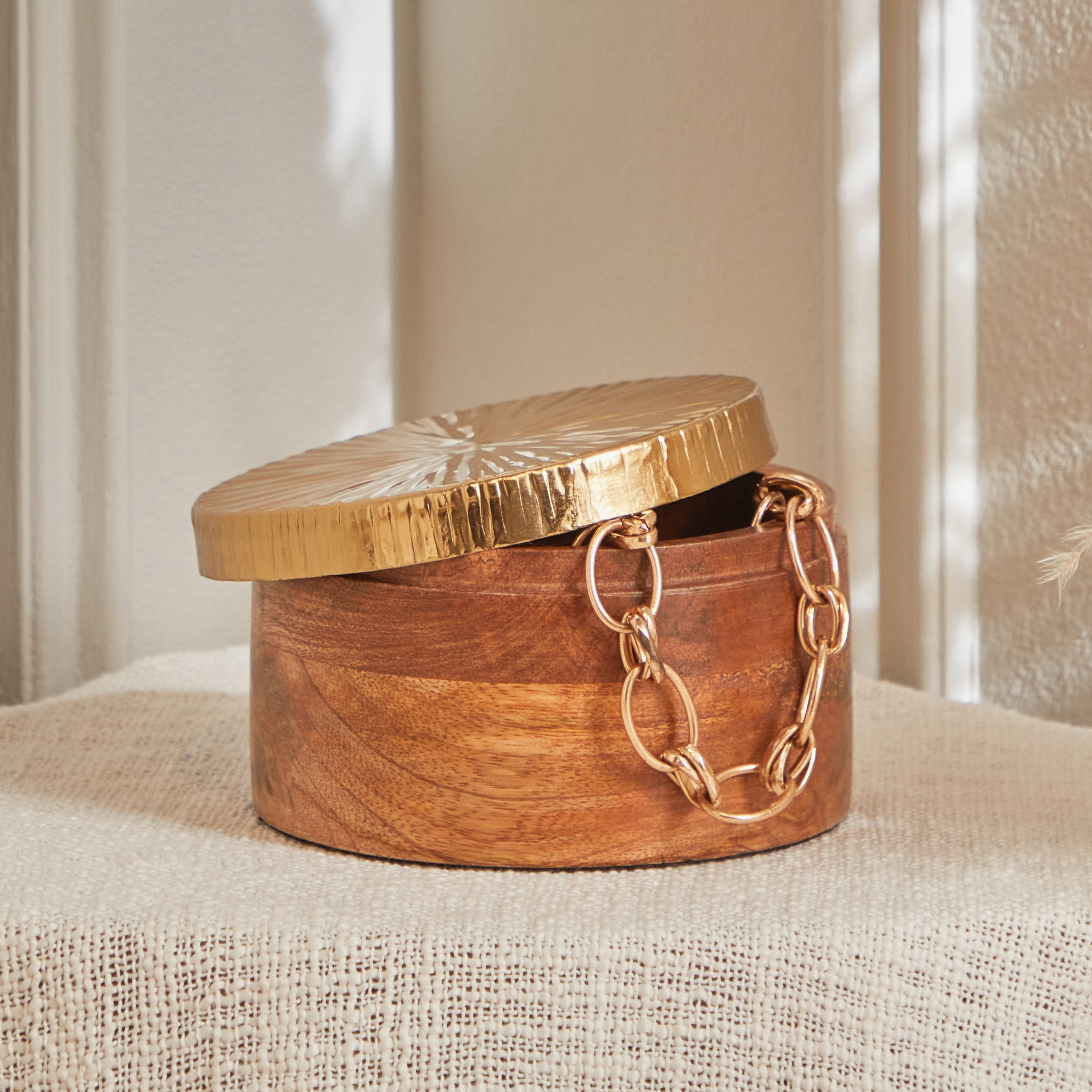 Clifton Wooden and Aluminium Decorative Box - 13x13x7 cm-hbxhomeware-homedecor-figurinesandornaments-image-1