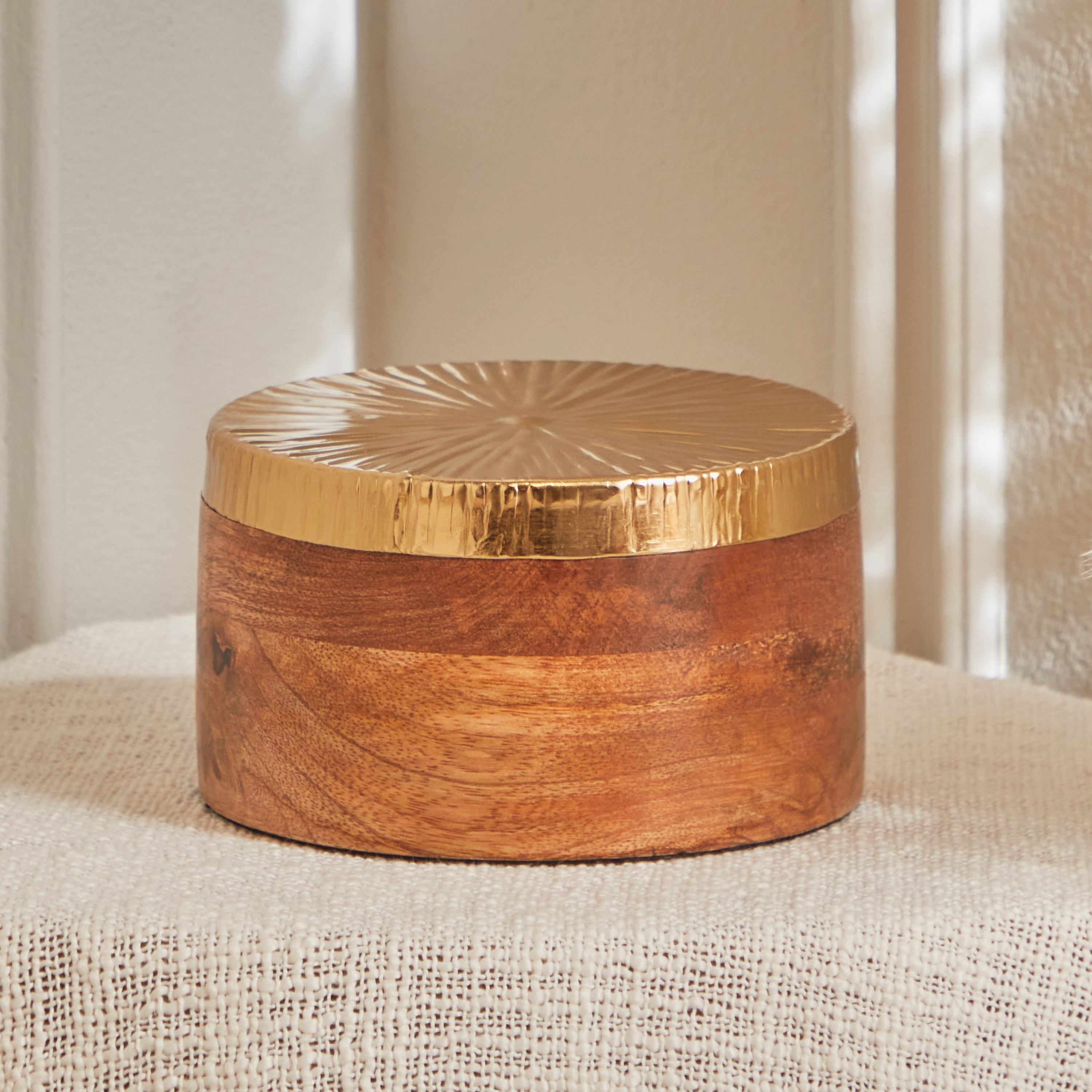 Clifton Wooden and Aluminium Decorative Box - 13x13x7 cm-hbxhomeware-homedecor-figurinesandornaments-image-2