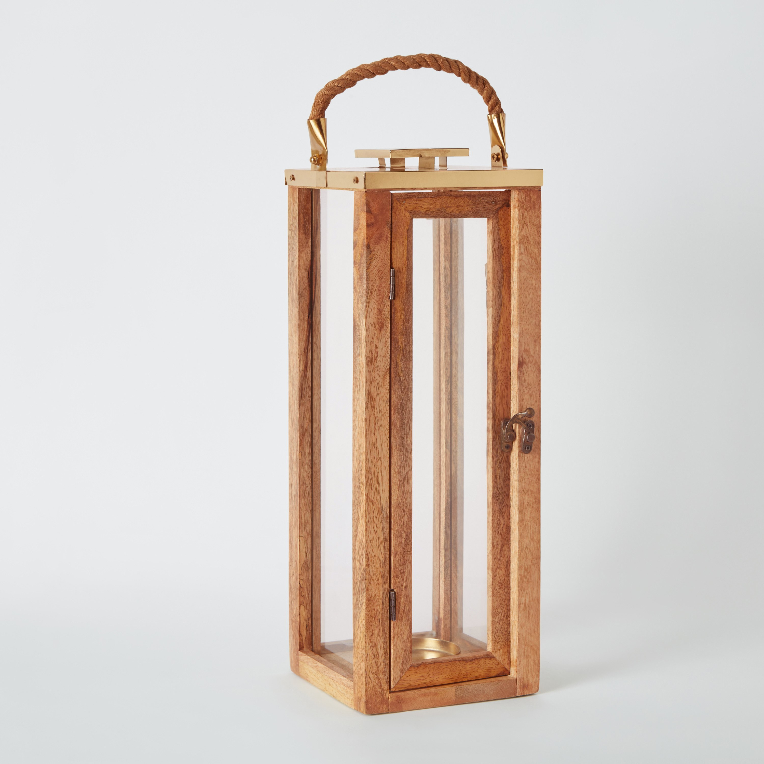 فانوس خشب بمقبض معدن من كليفتون - 16x16x45 سم-hbxdecorandfurnishings-homeaccessories-lanterns-image-6