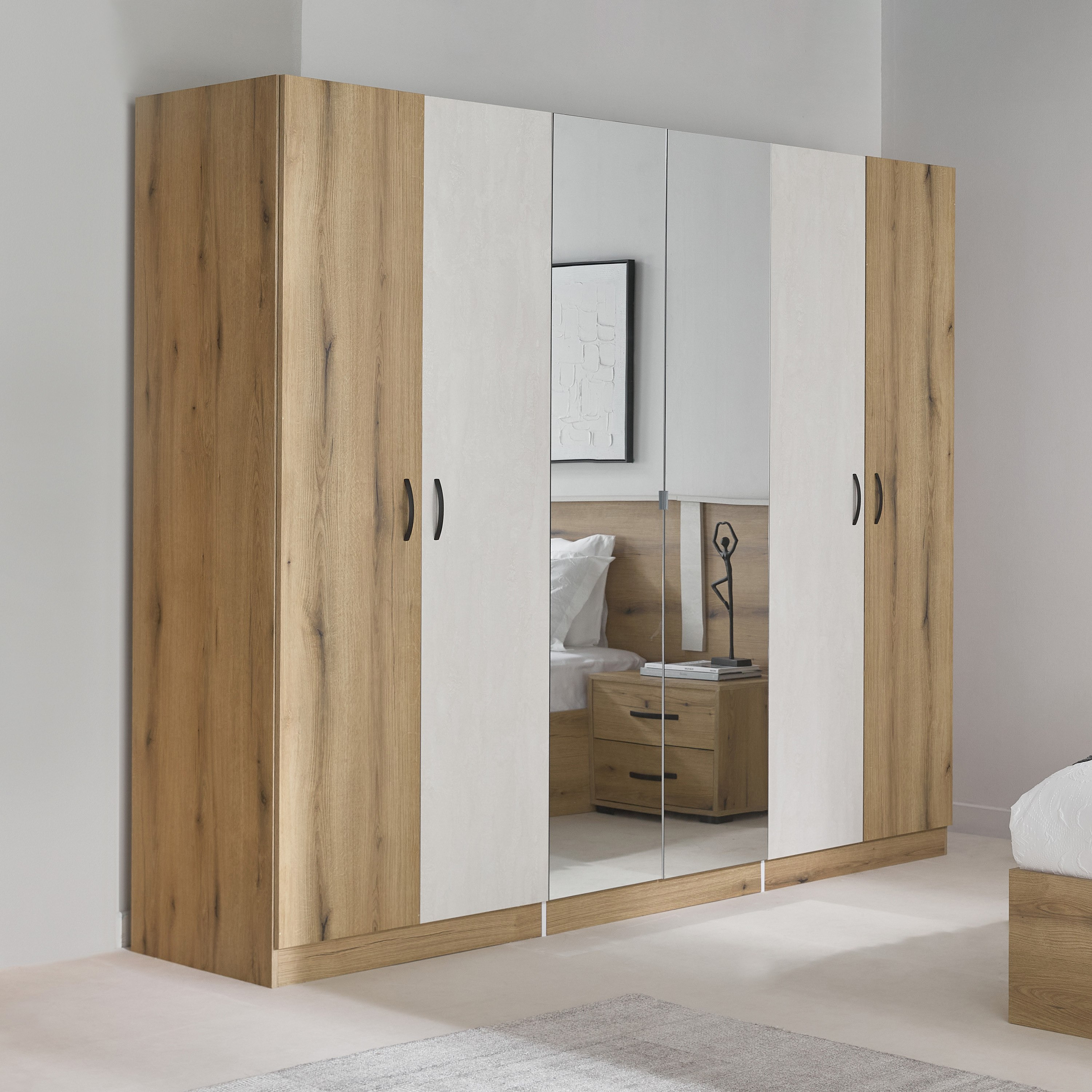 Athens Uber 6-Door Wardrobe with 2 Mirrors-hbxfurniture-wardrobes-image-1