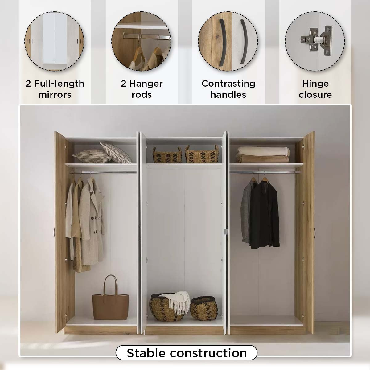 Athens Uber 6-Door Wardrobe with 2 Mirrors-hbxfurniture-wardrobes-image-15