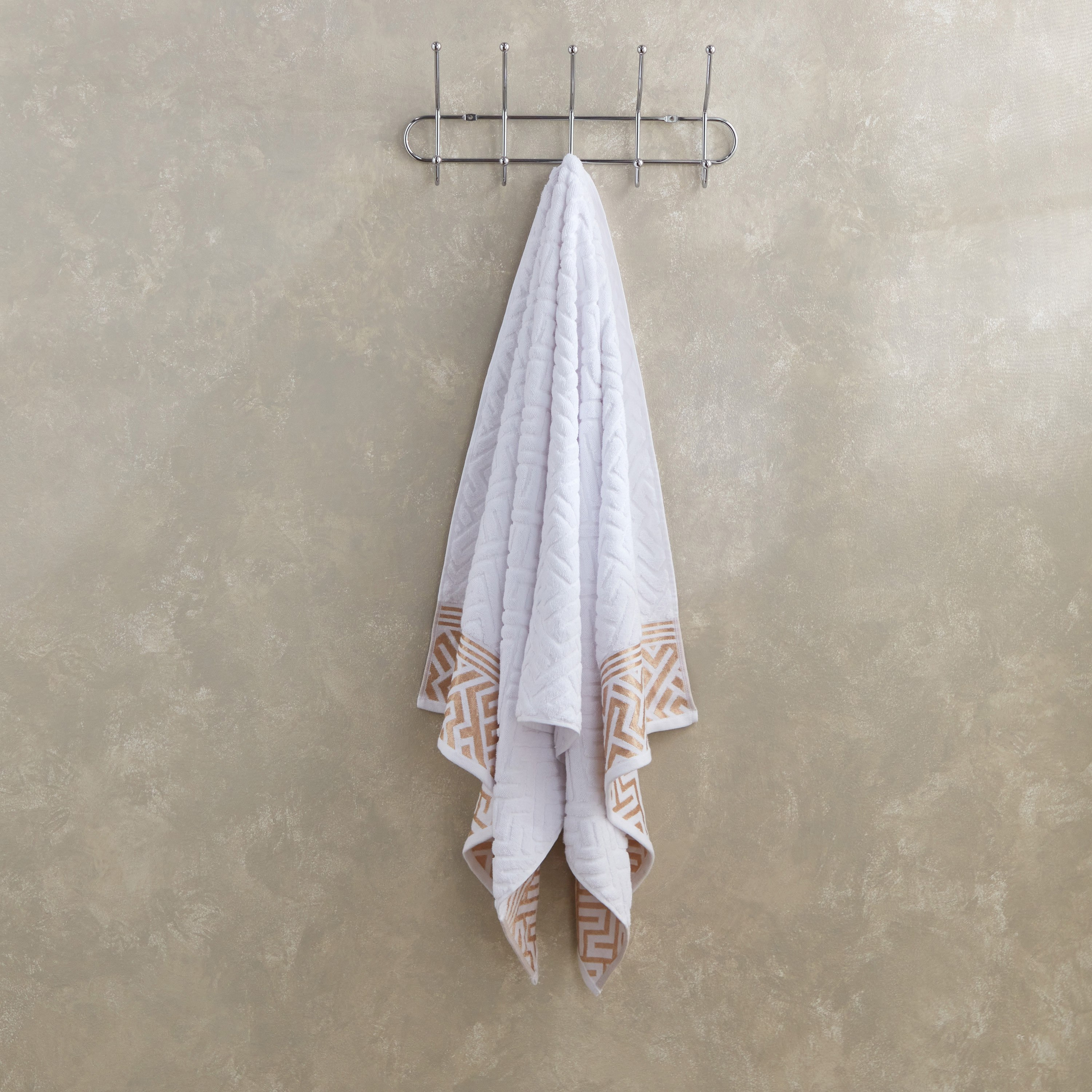 Meknes Lurex Patterned Cotton Bath Sheet - 80x150 cm-hbxbathroom-bathroomtextiles-image-1