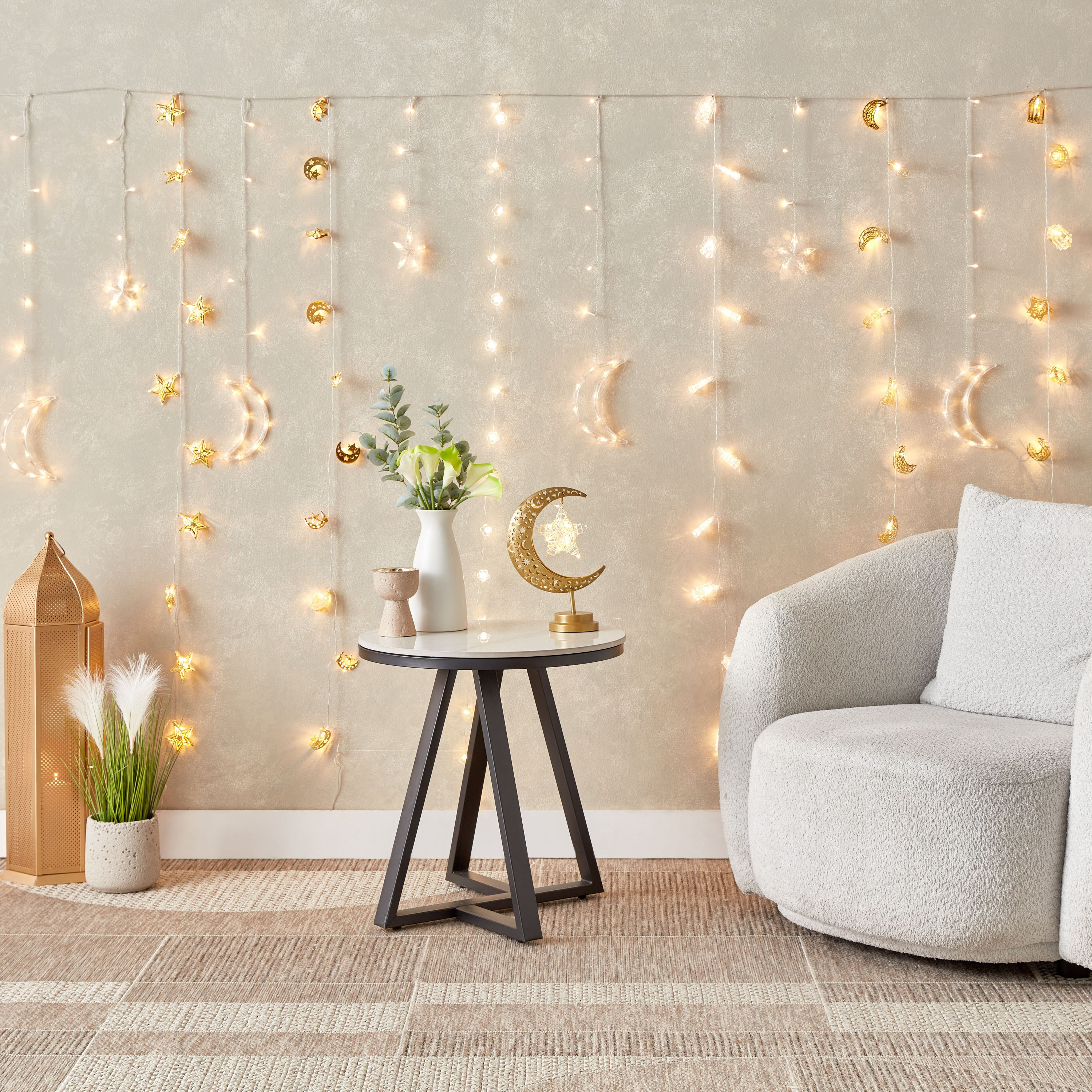 مصباح طاولة بتصميم قمر مع نجمة الروطان من أورلا - 17.5x10.5x28 سم-hbxlivingroom-lighting-tablelamps-image-5