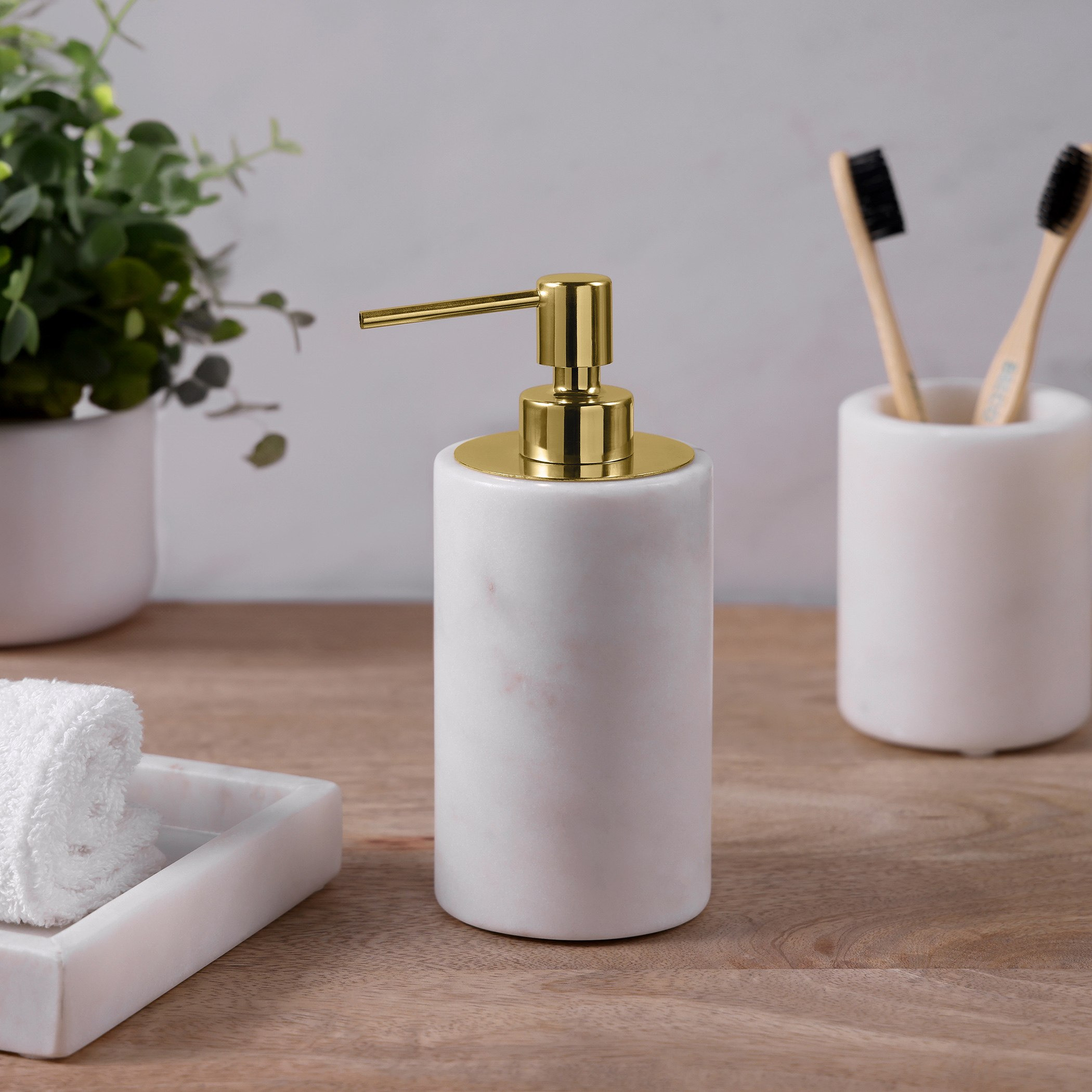 موزع صابون سائل رخامي - 7.5x7.5x17.5 سم-hbxdecorandfurnishings-bathroomaccessories-bathroomsets-image-1