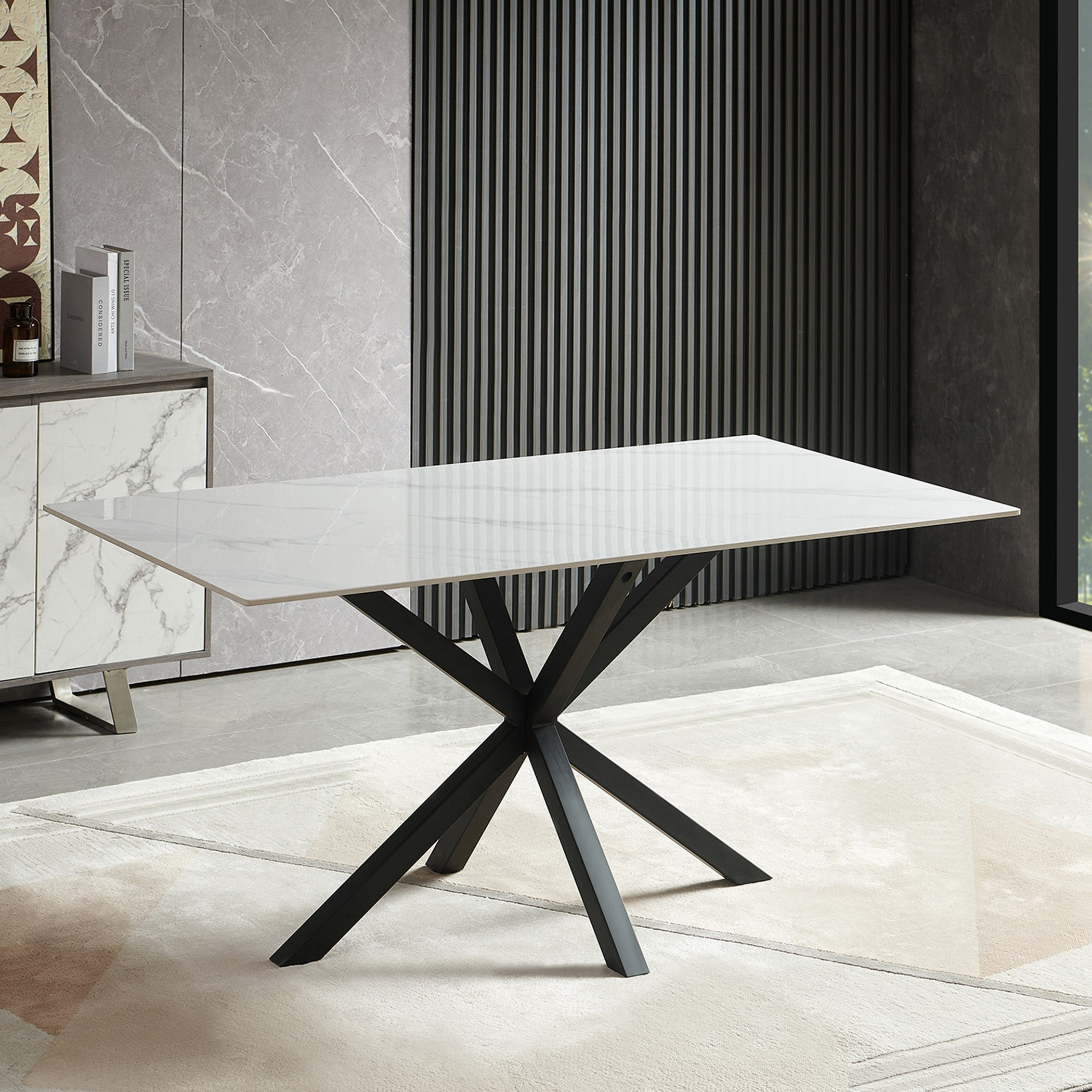 طقم سفرة بسطح من الحجر الملبد 6 مقاعد من ويلويك-hbxfurniture-diningtablesandsets-diningsets-sixseater-image-2